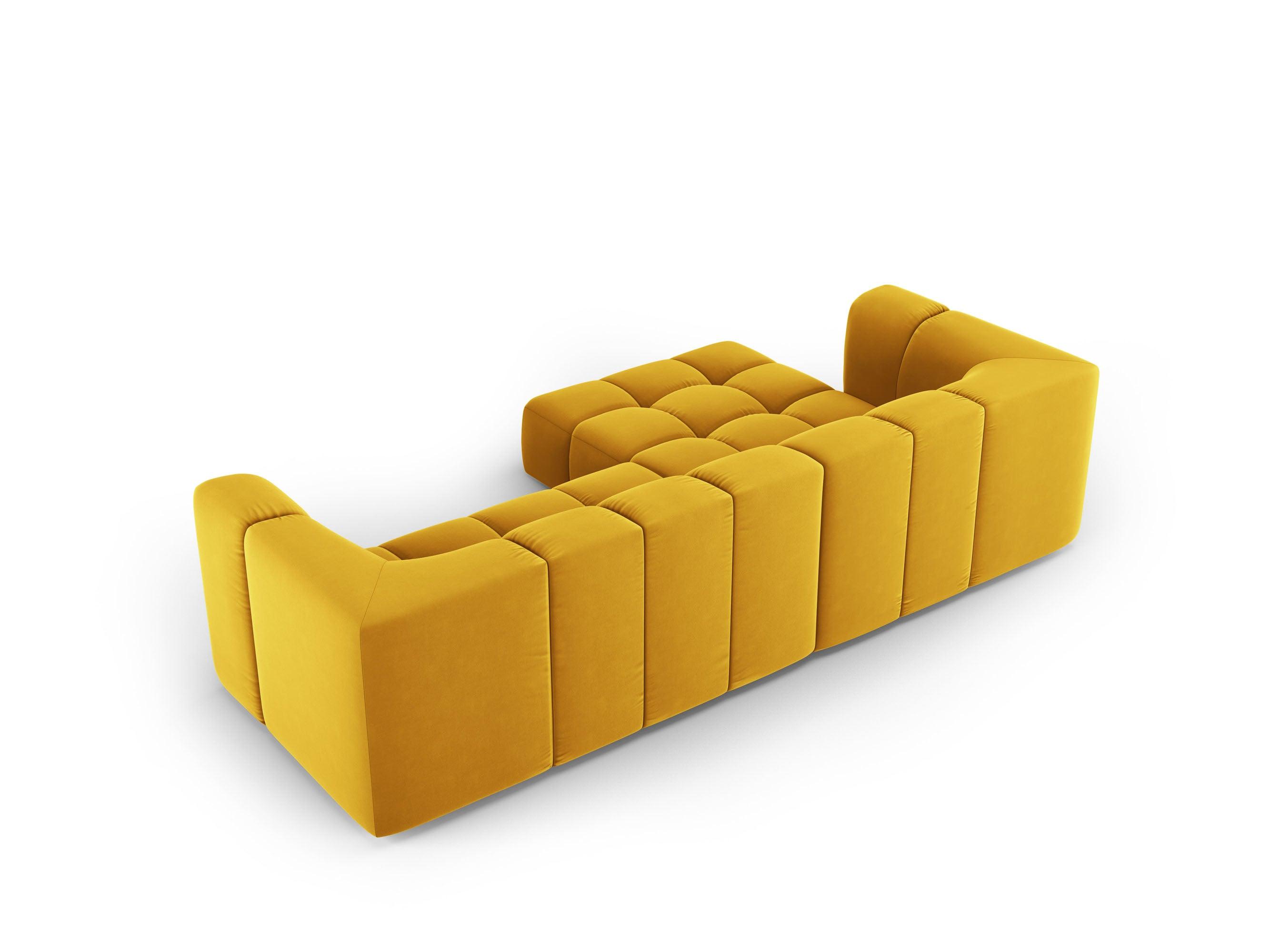 Narożnik aksamitny 3-osobowy lewostronny FRANCESCA żółty Milo Casa Eye on Design