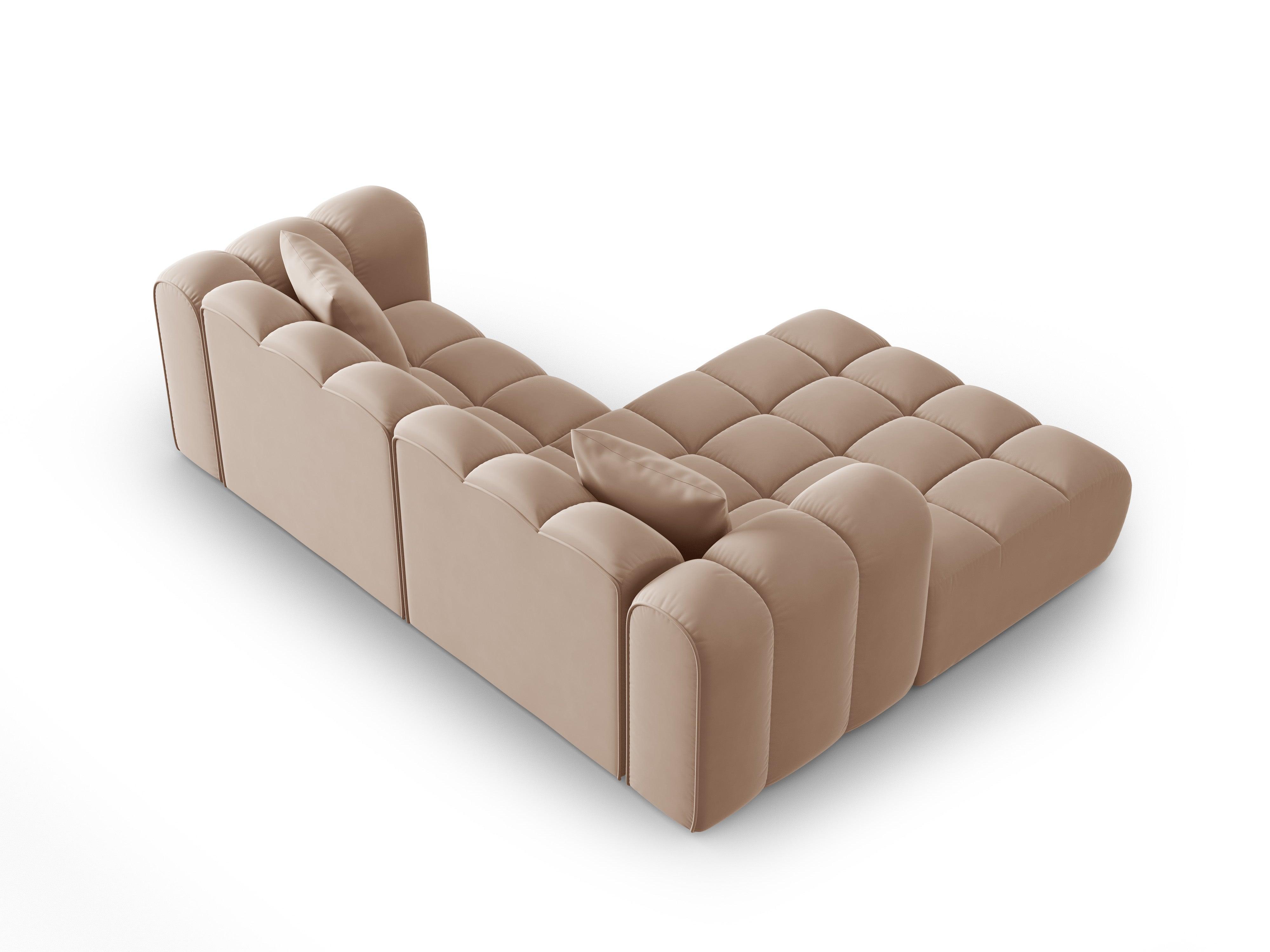 Narożnik aksamitny 3-osobowy lewostronny HALLEY beżowy Windsor & Co Eye on Design