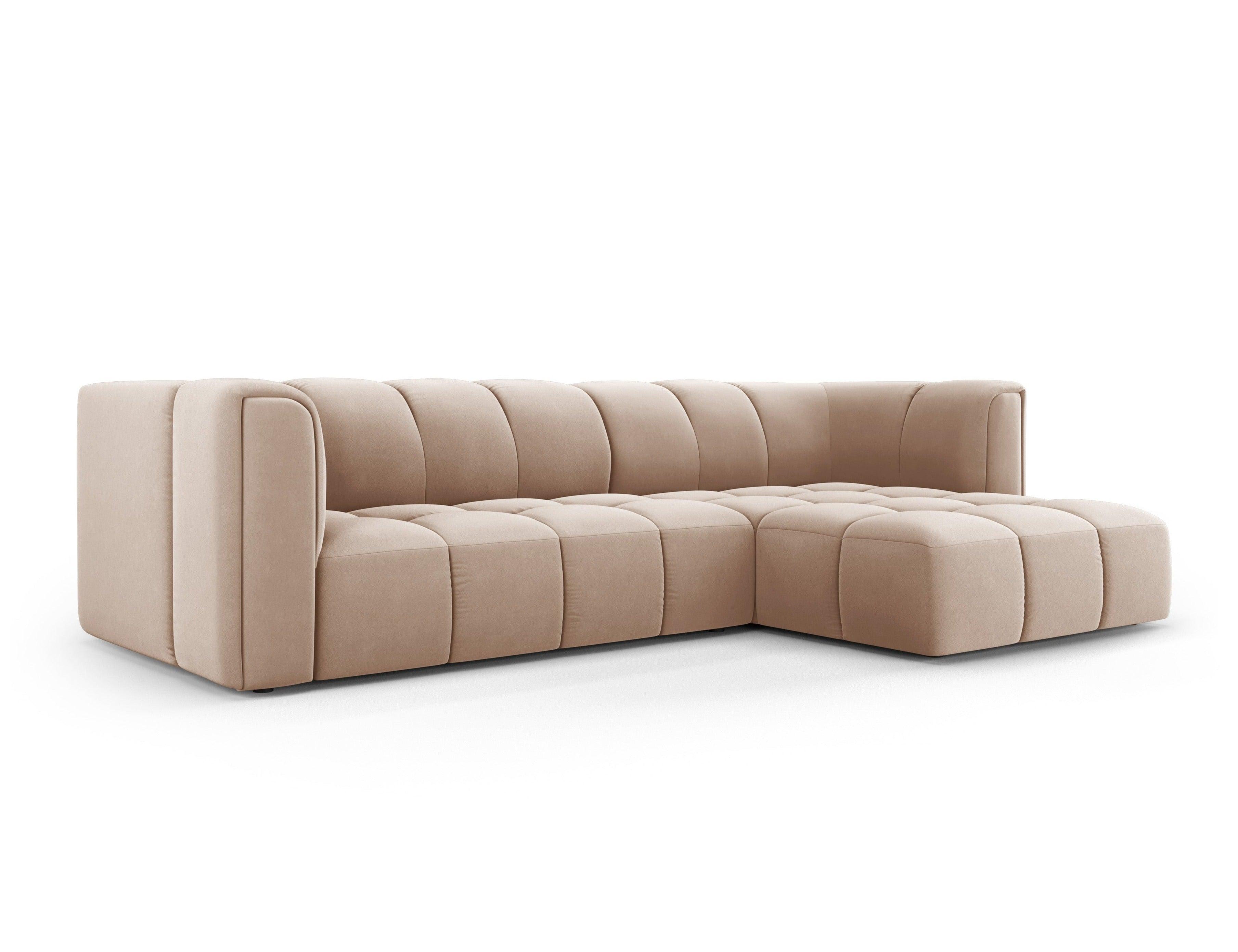 Narożnik aksamitny 3-osobowy prawostronny FRANCESCA beżowy Milo Casa Eye on Design