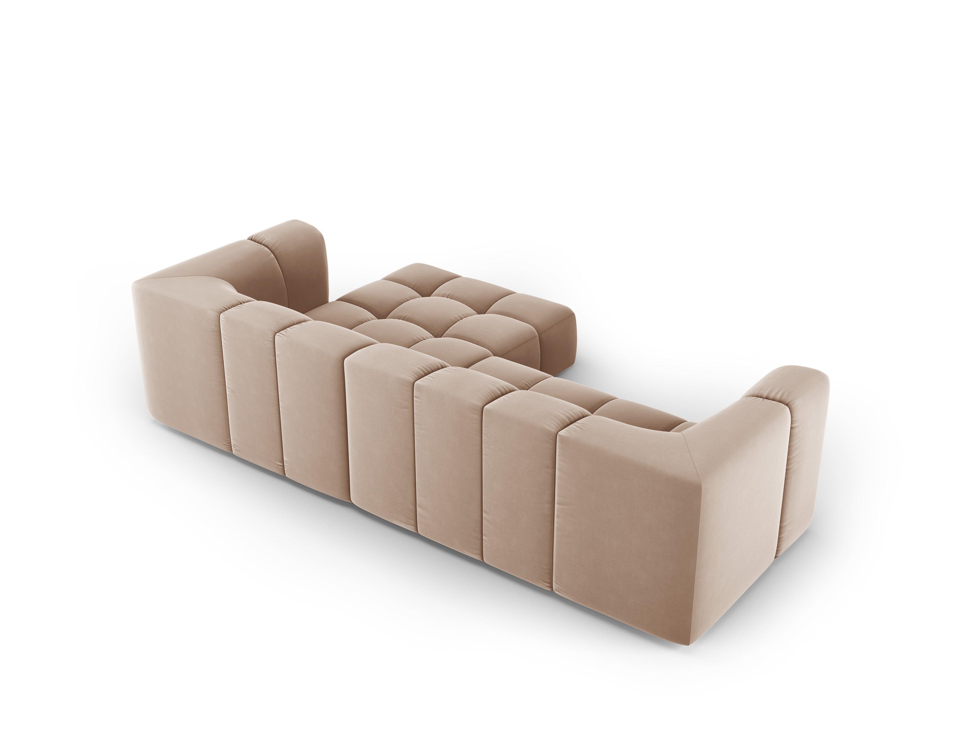 Narożnik aksamitny 3-osobowy prawostronny FRANCESCA beżowy Milo Casa Eye on Design