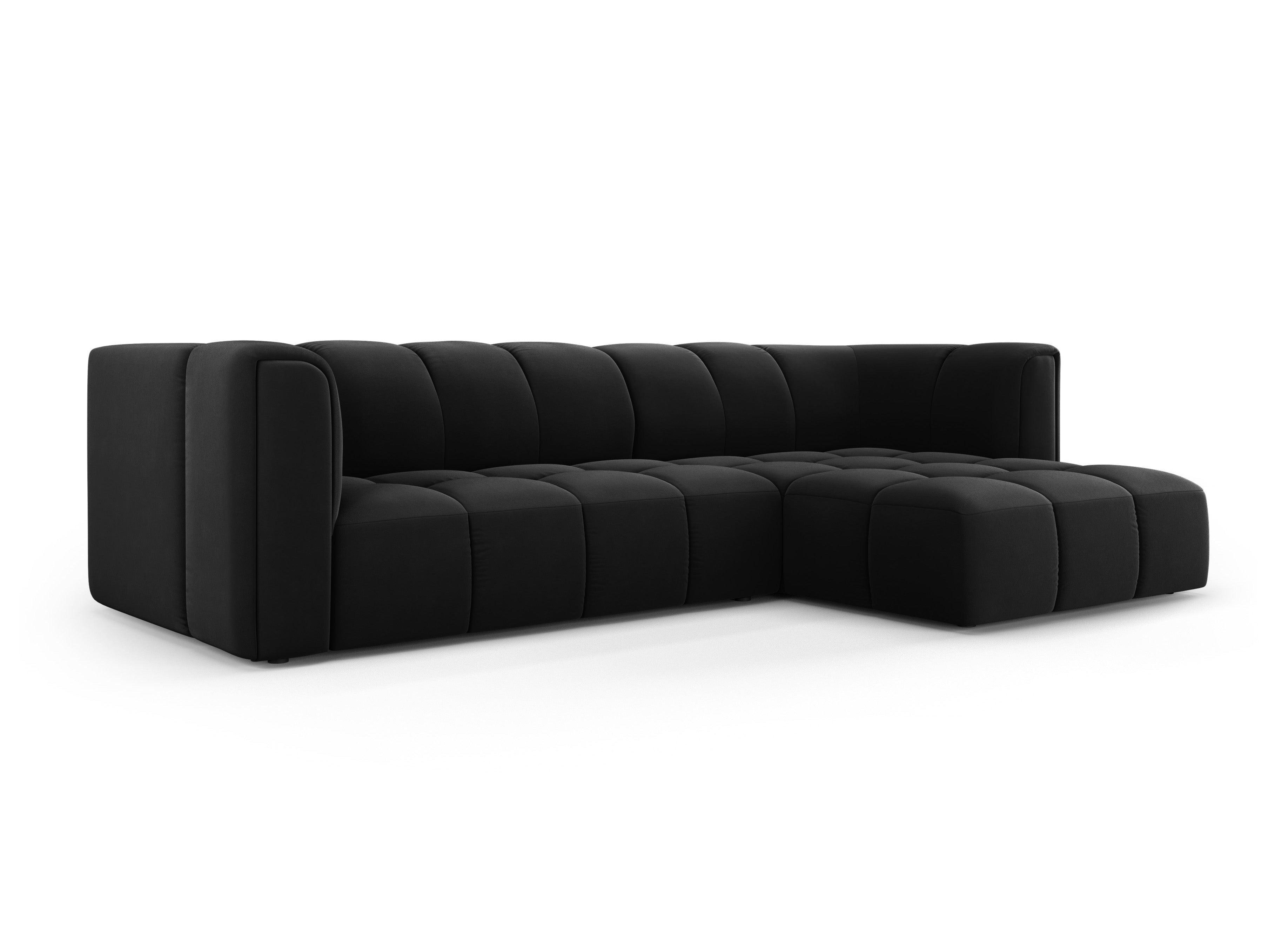 Narożnik aksamitny 3-osobowy prawostronny FRANCESCA czarny Milo Casa Eye on Design