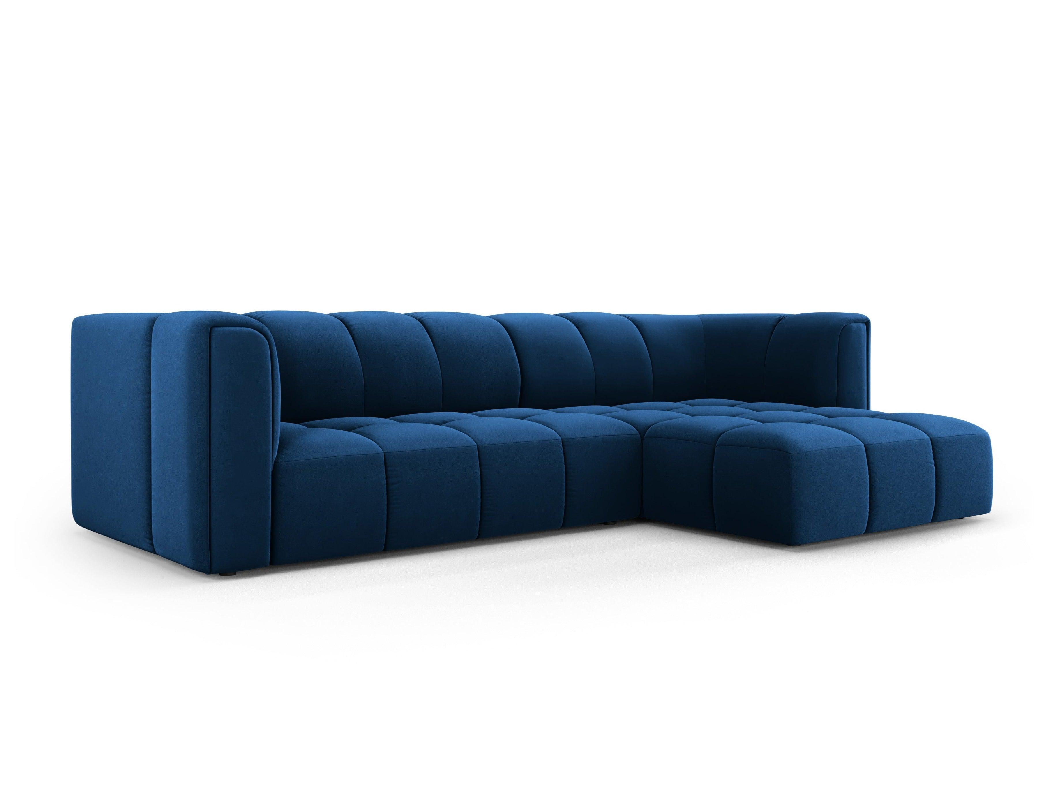 Narożnik aksamitny 3-osobowy prawostronny FRANCESCA granat królewski Milo Casa Eye on Design