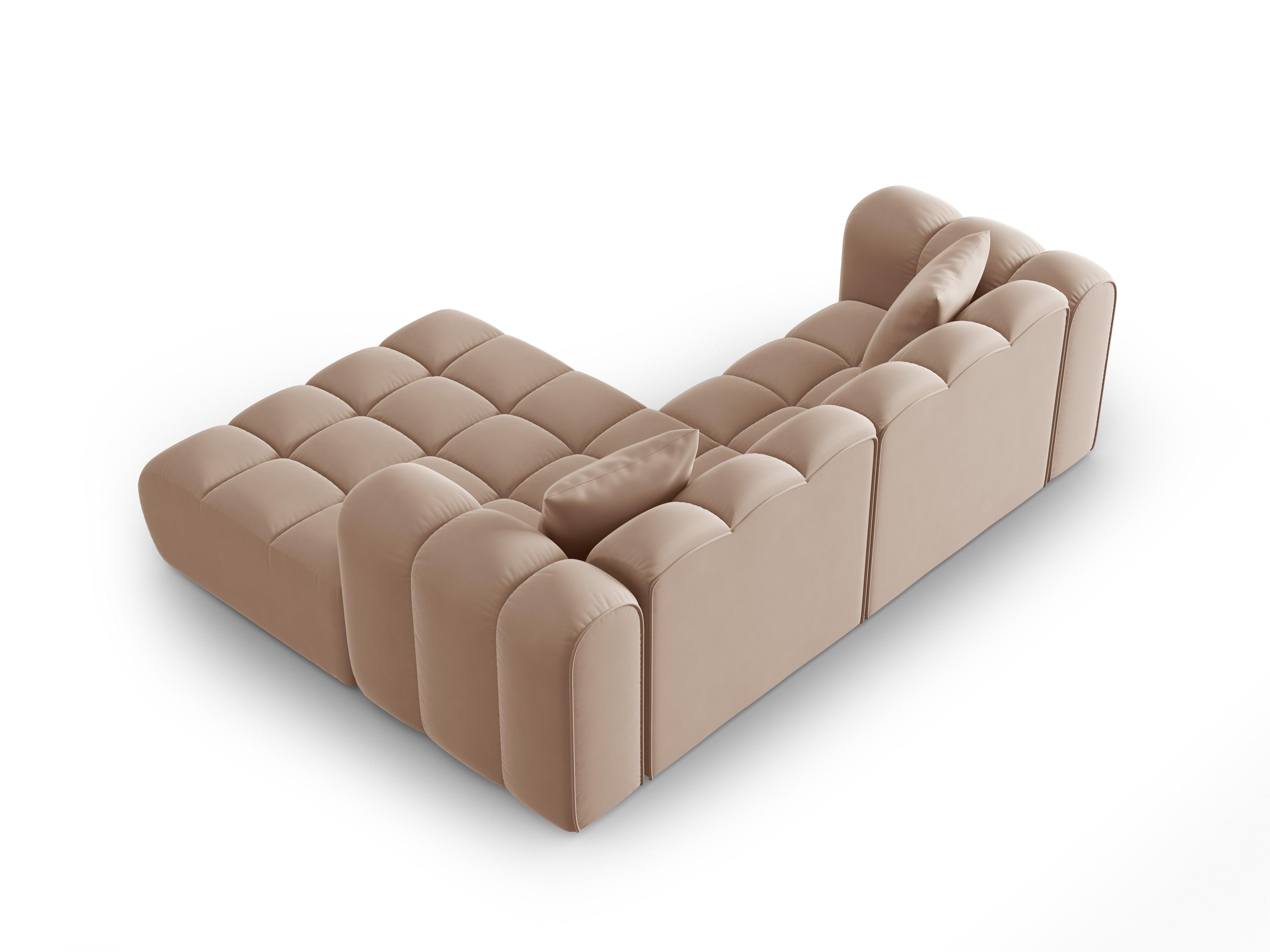 Narożnik aksamitny 3-osobowy prawostronny HALLEY beżowy Windsor & Co Eye on Design