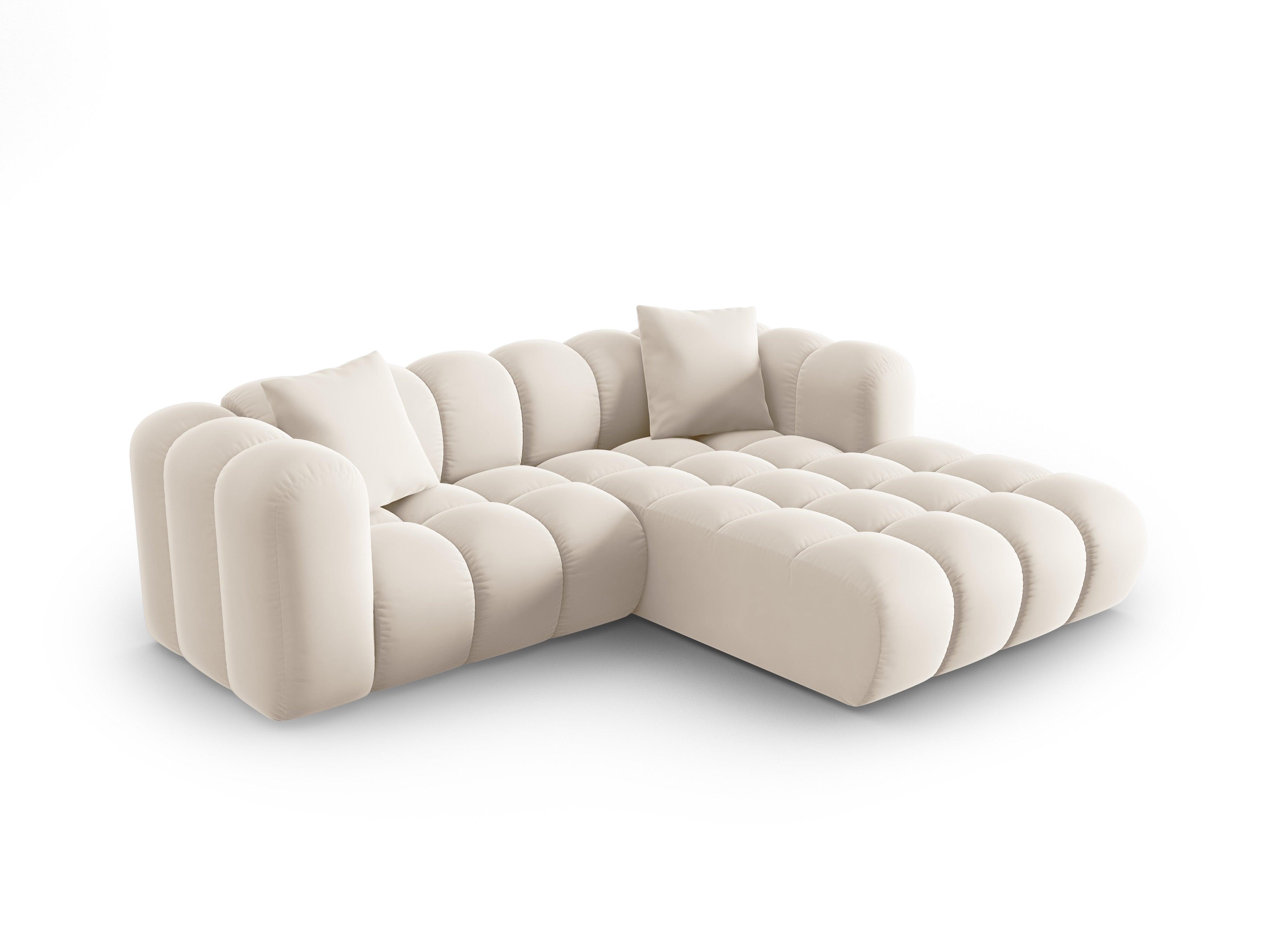 Narożnik aksamitny 3-osobowy prawostronny HALLEY jasnobeżowy Windsor & Co Eye on Design