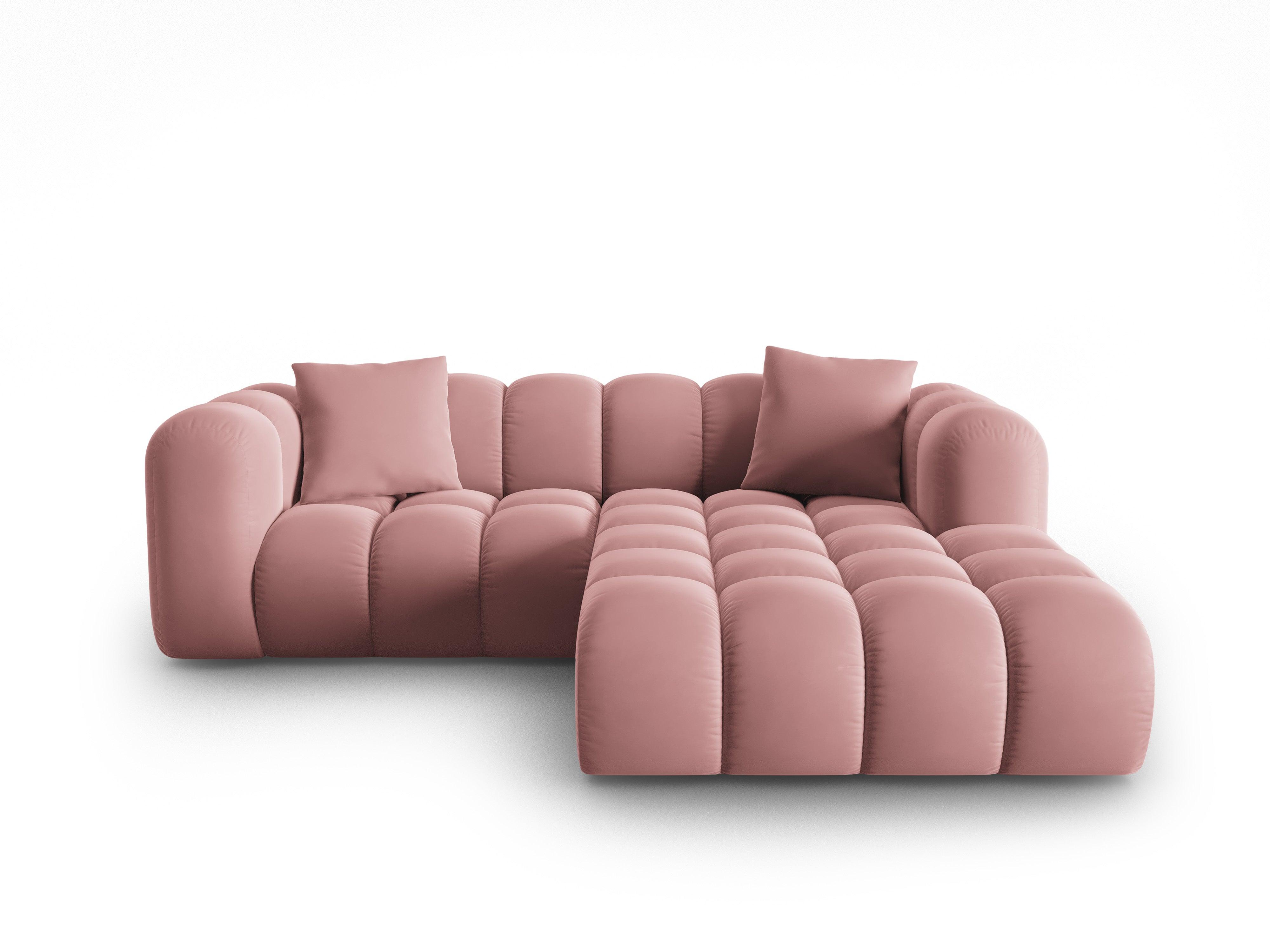 Narożnik aksamitny 3-osobowy prawostronny HALLEY różowy Windsor & Co Eye on Design