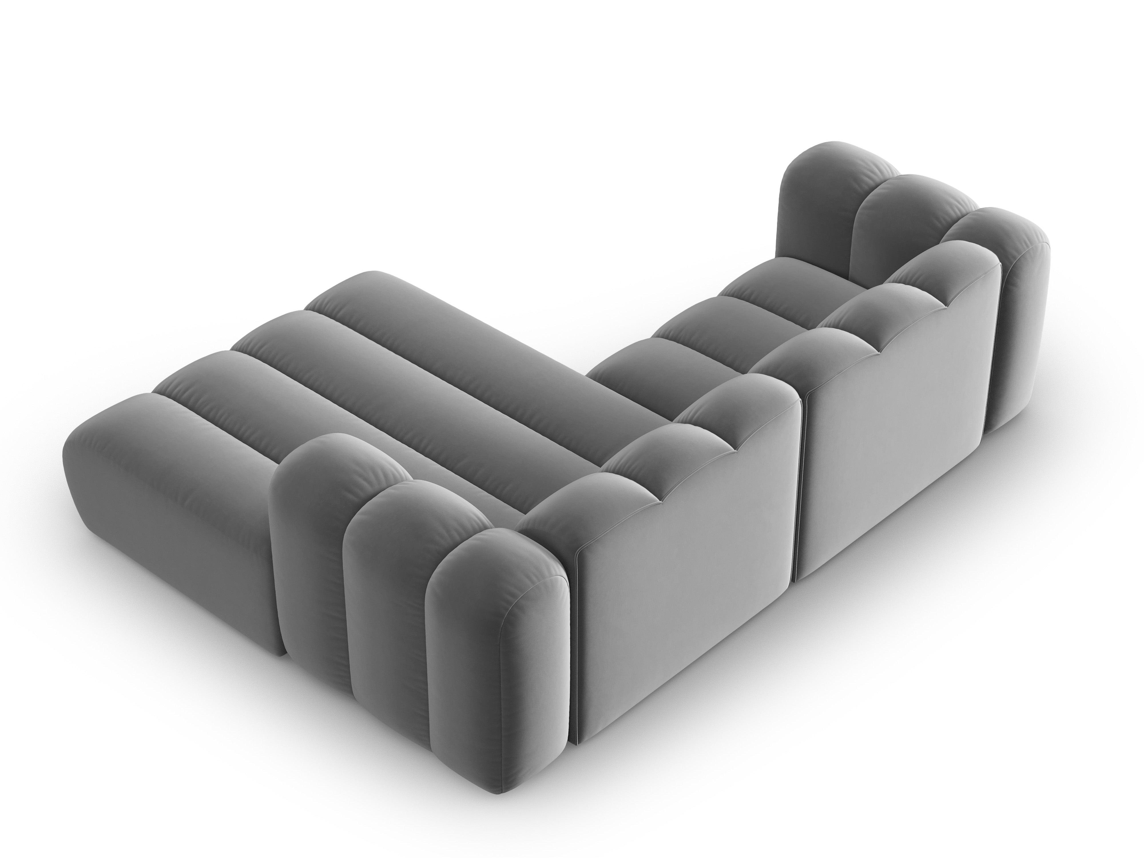 Narożnik aksamitny 3-osobowy prawostronny SKYLER szary Interieurs 86 Eye on Design