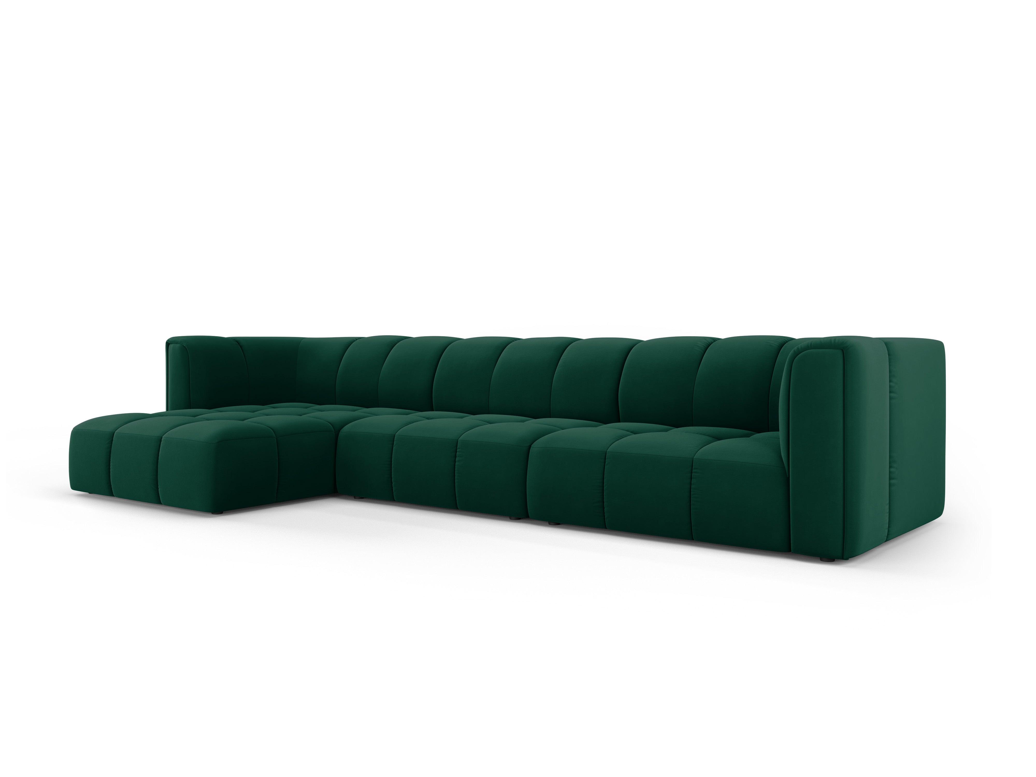 Narożnik aksamitny 5-osobowy lewostronny FRANCESCA butelkowa zieleń Milo Casa Eye on Design