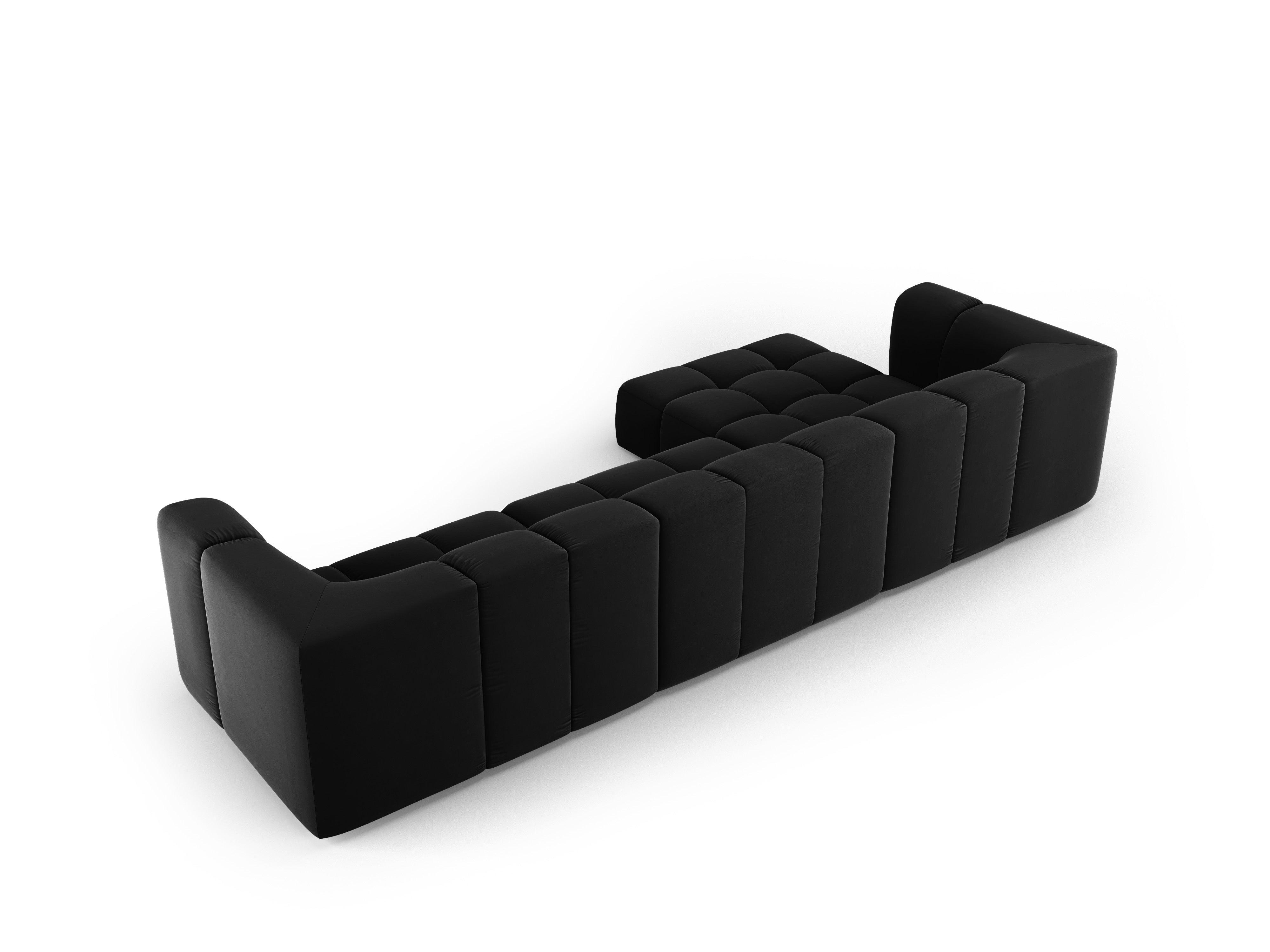 Narożnik aksamitny 5-osobowy lewostronny FRANCESCA czarny Milo Casa Eye on Design