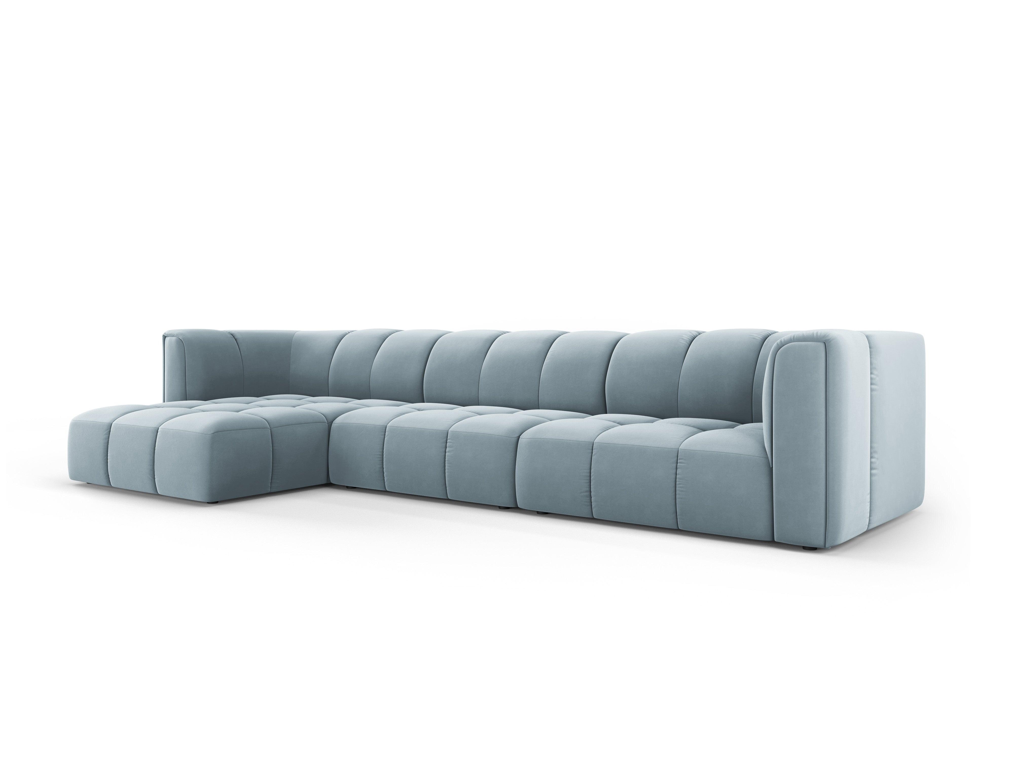 Narożnik aksamitny 5-osobowy lewostronny FRANCESCA jasnoniebieski Milo Casa Eye on Design