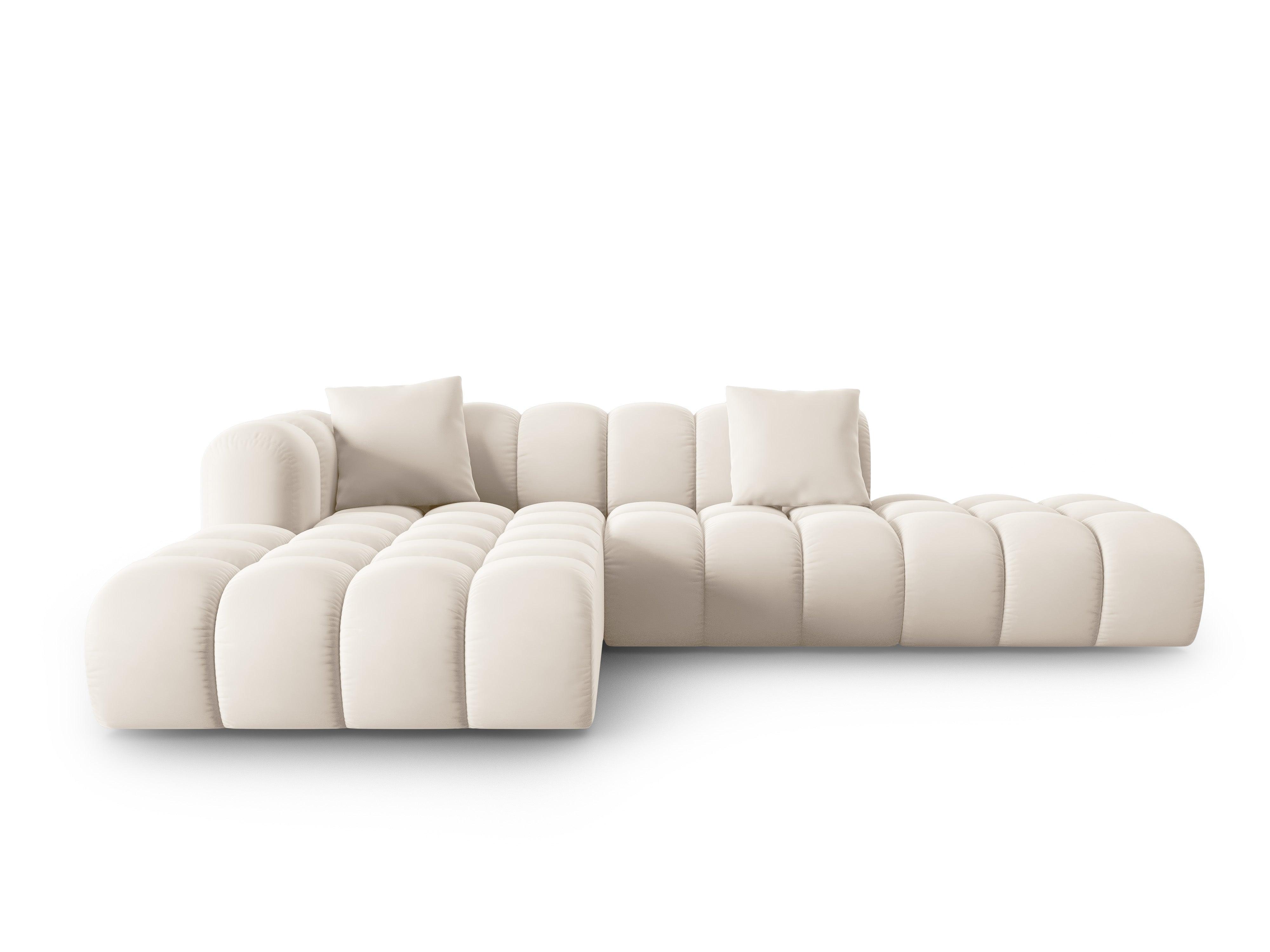 Narożnik aksamitny 5-osobowy lewostronny HALLEY jasnobeżowy Windsor & Co Eye on Design