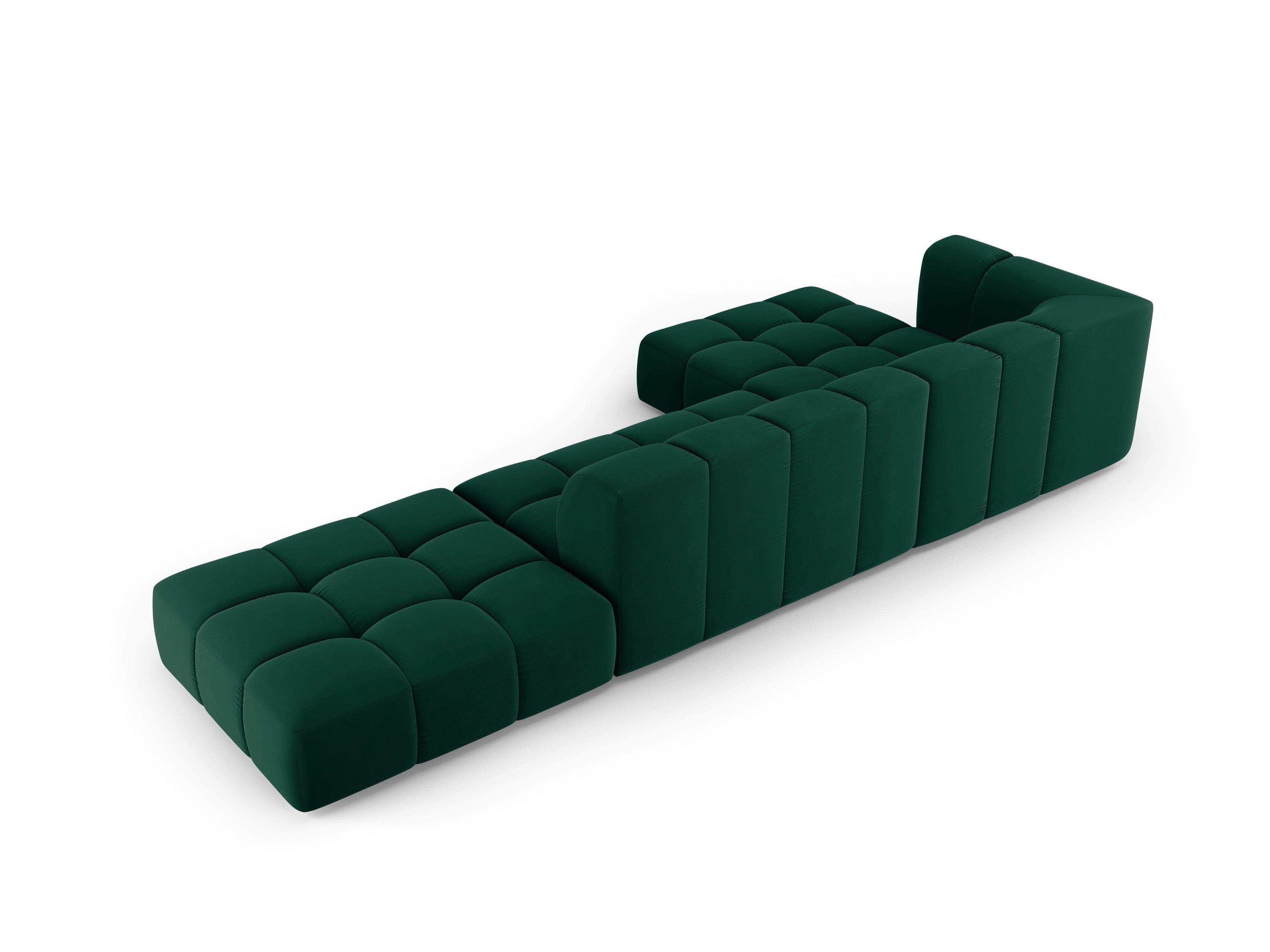 Narożnik aksamitny 5-osobowy lewostronny otwarty FRANCESCA butelkowa zieleń Milo Casa Eye on Design