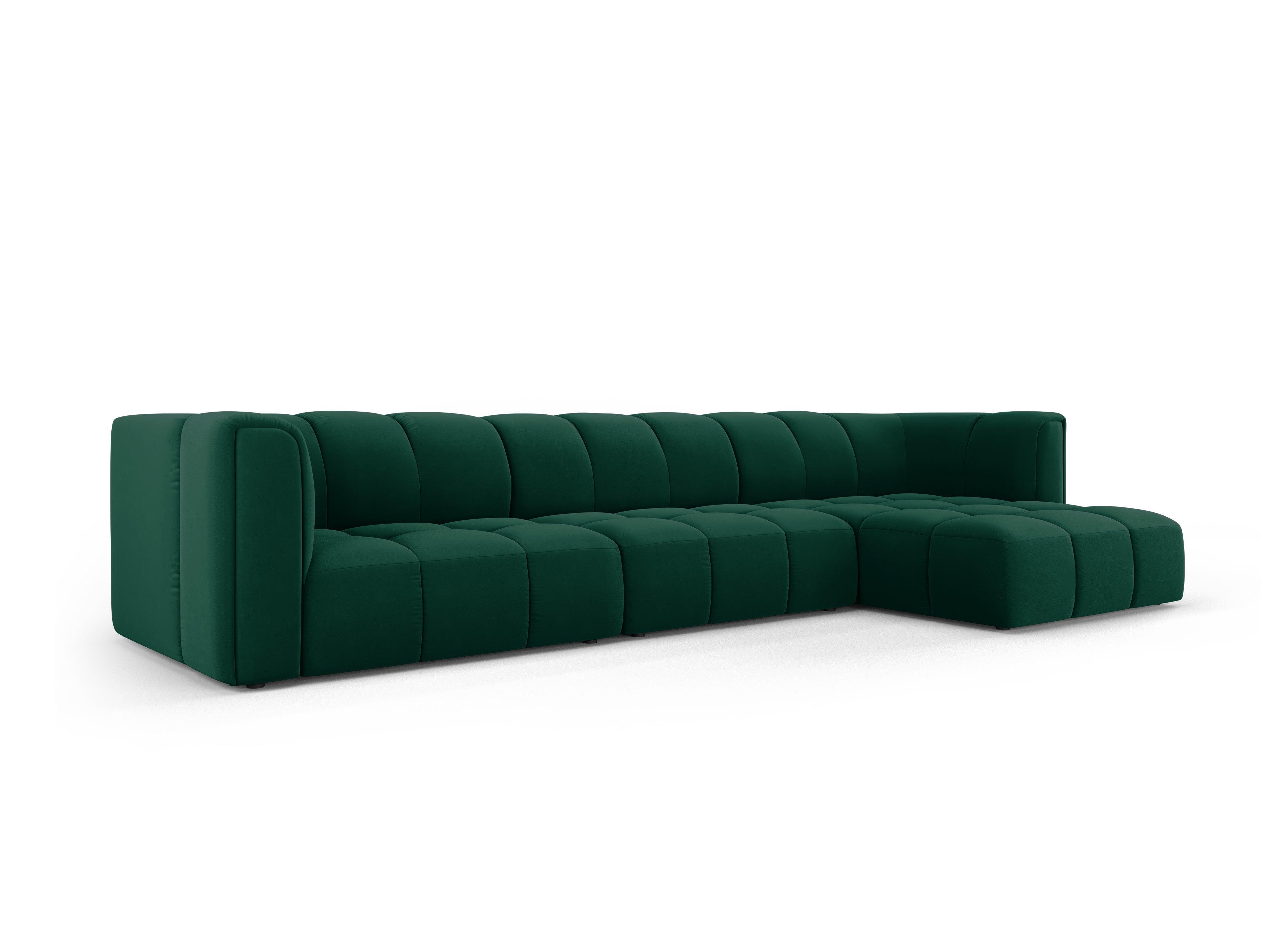 Narożnik aksamitny 5-osobowy prawostronny FRANCESCA butelkowa zieleń Milo Casa Eye on Design