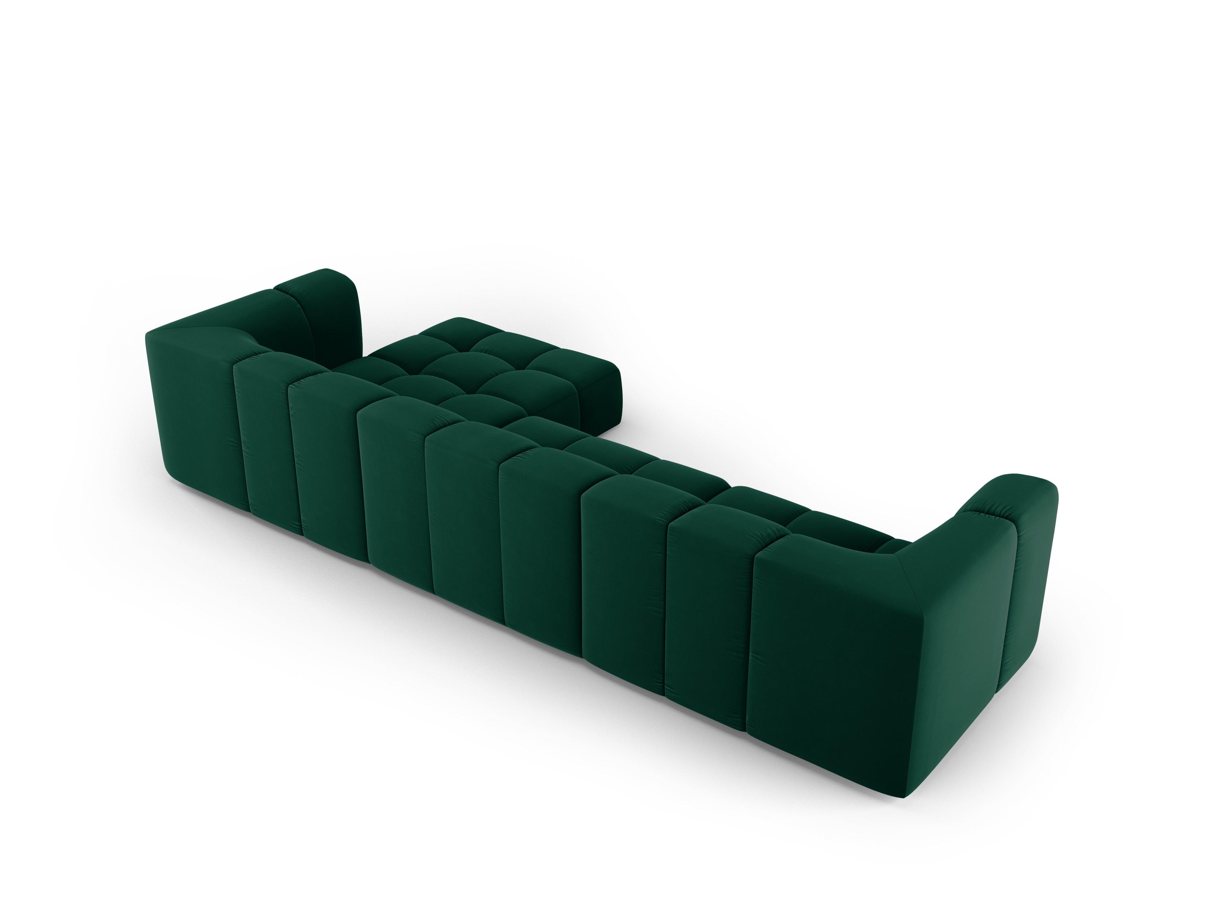 Narożnik aksamitny 5-osobowy prawostronny FRANCESCA butelkowa zieleń Milo Casa Eye on Design