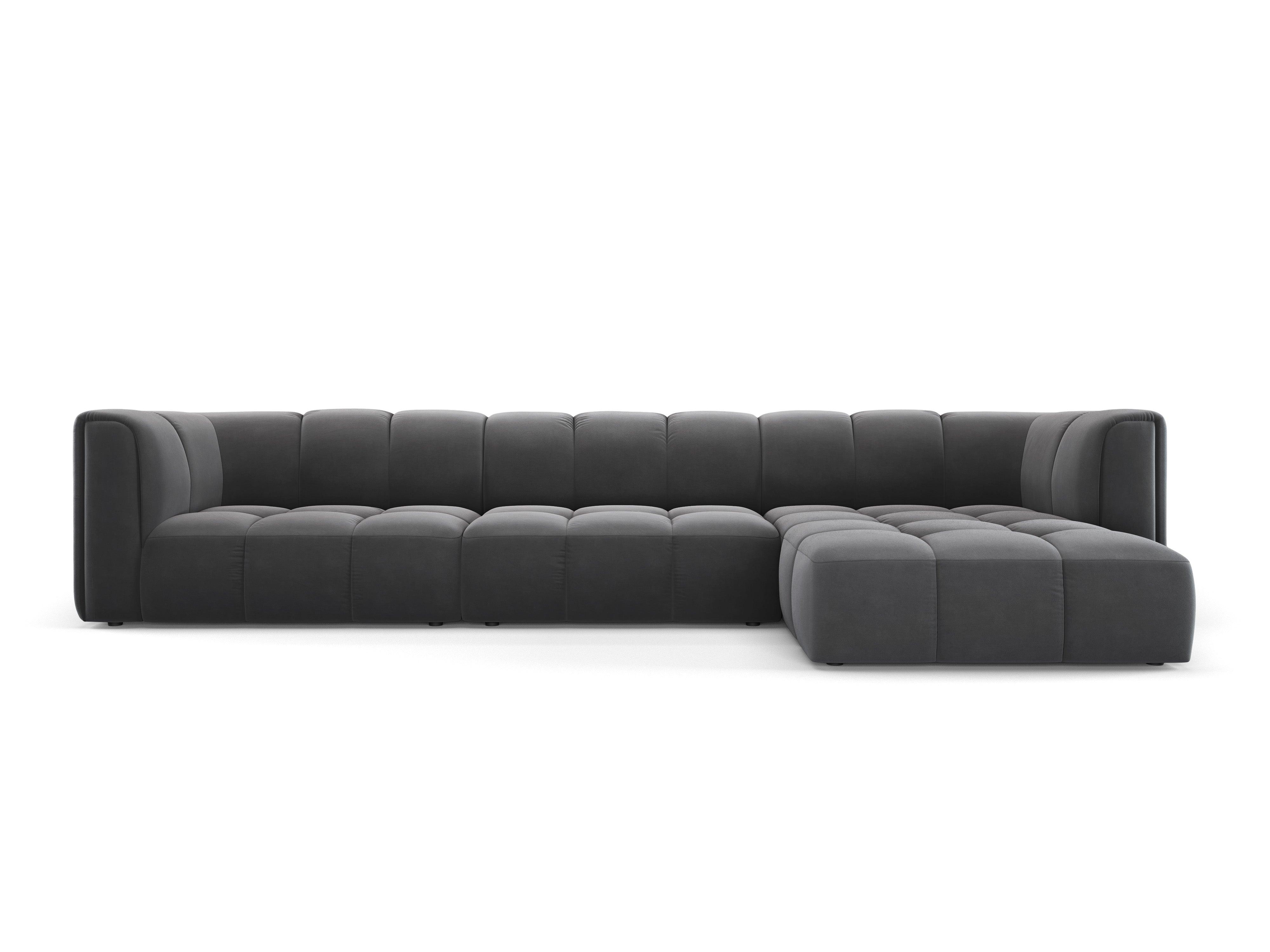 Narożnik aksamitny 5-osobowy prawostronny FRANCESCA szary Milo Casa Eye on Design