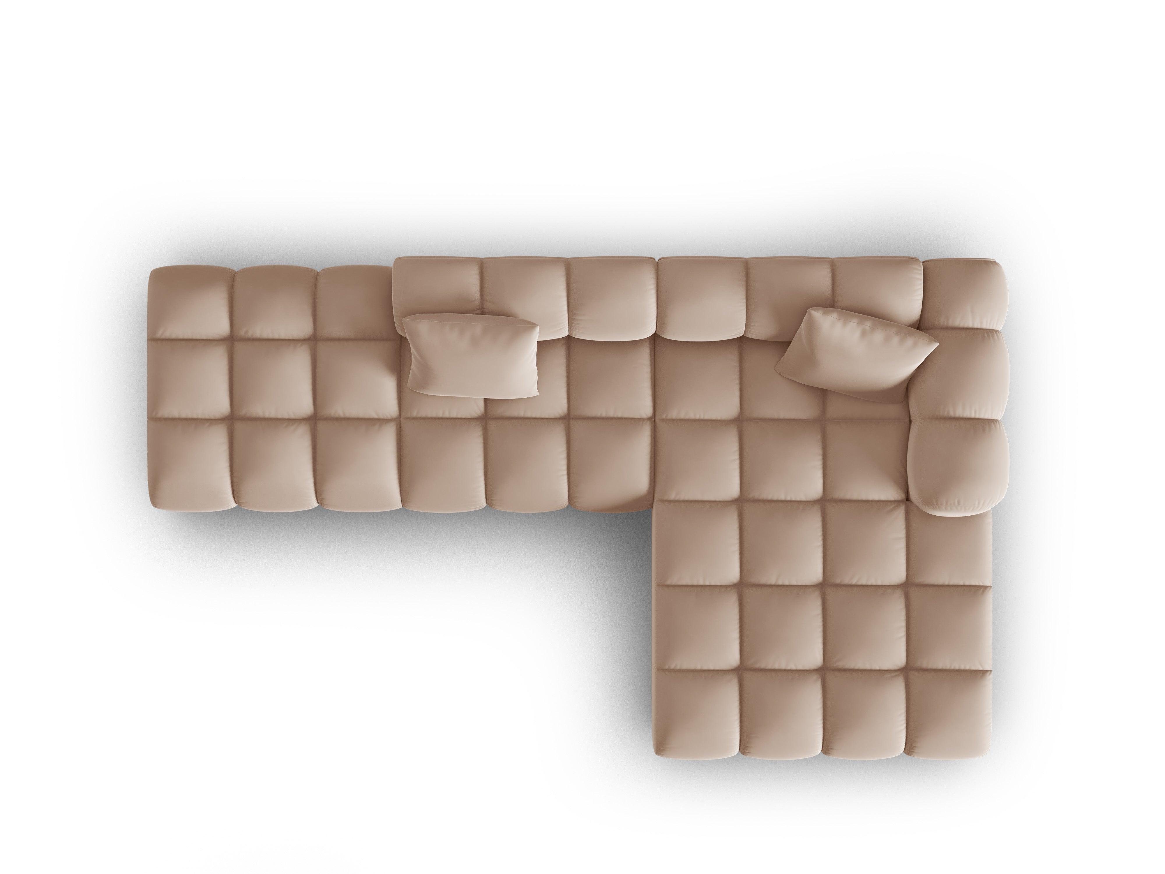 Narożnik aksamitny 5-osobowy prawostronny HALLEY beżowy Windsor & Co Eye on Design