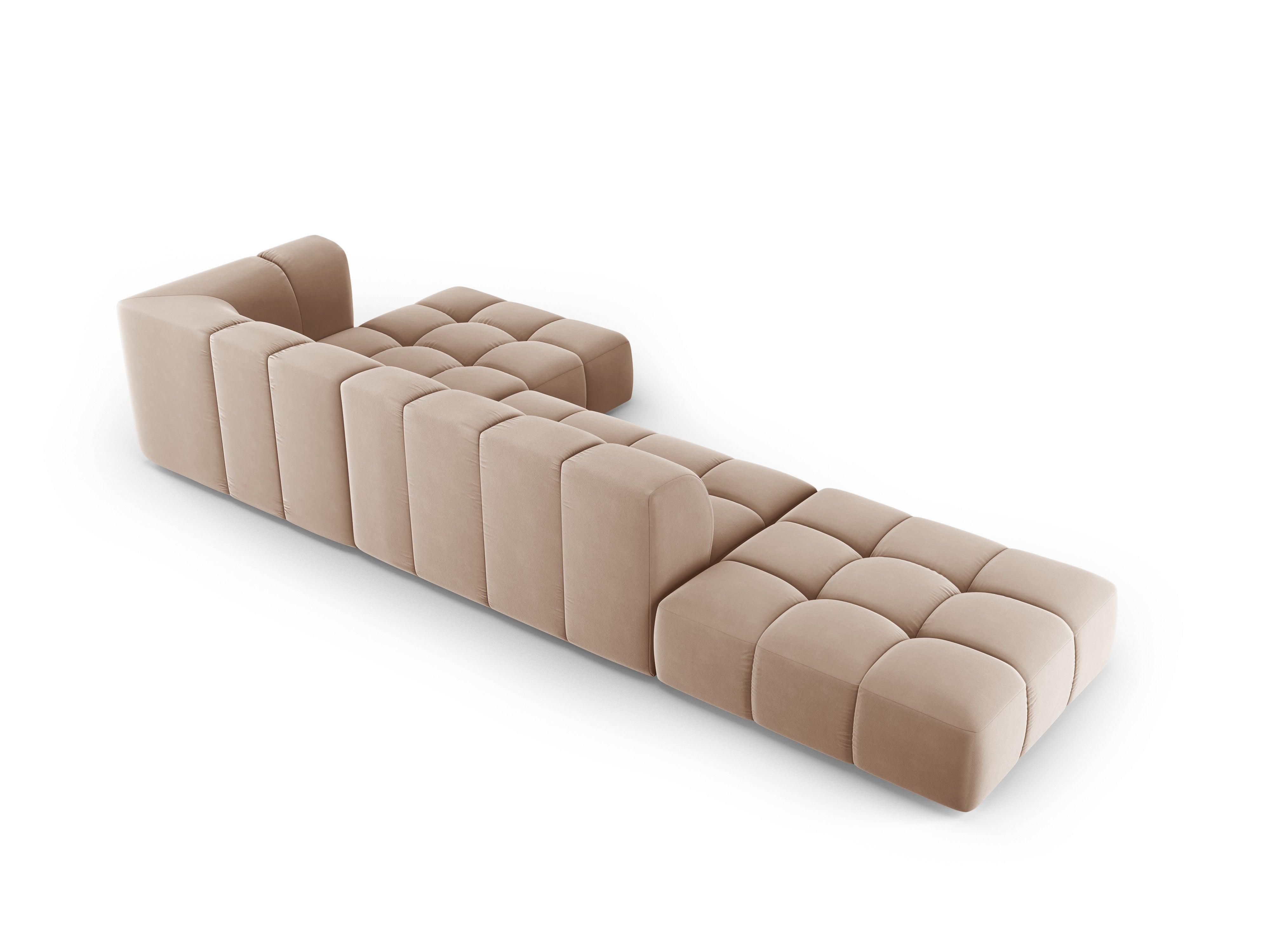 Narożnik aksamitny 5-osobowy prawostronny otwarty FRANCESCA beżowy Milo Casa Eye on Design