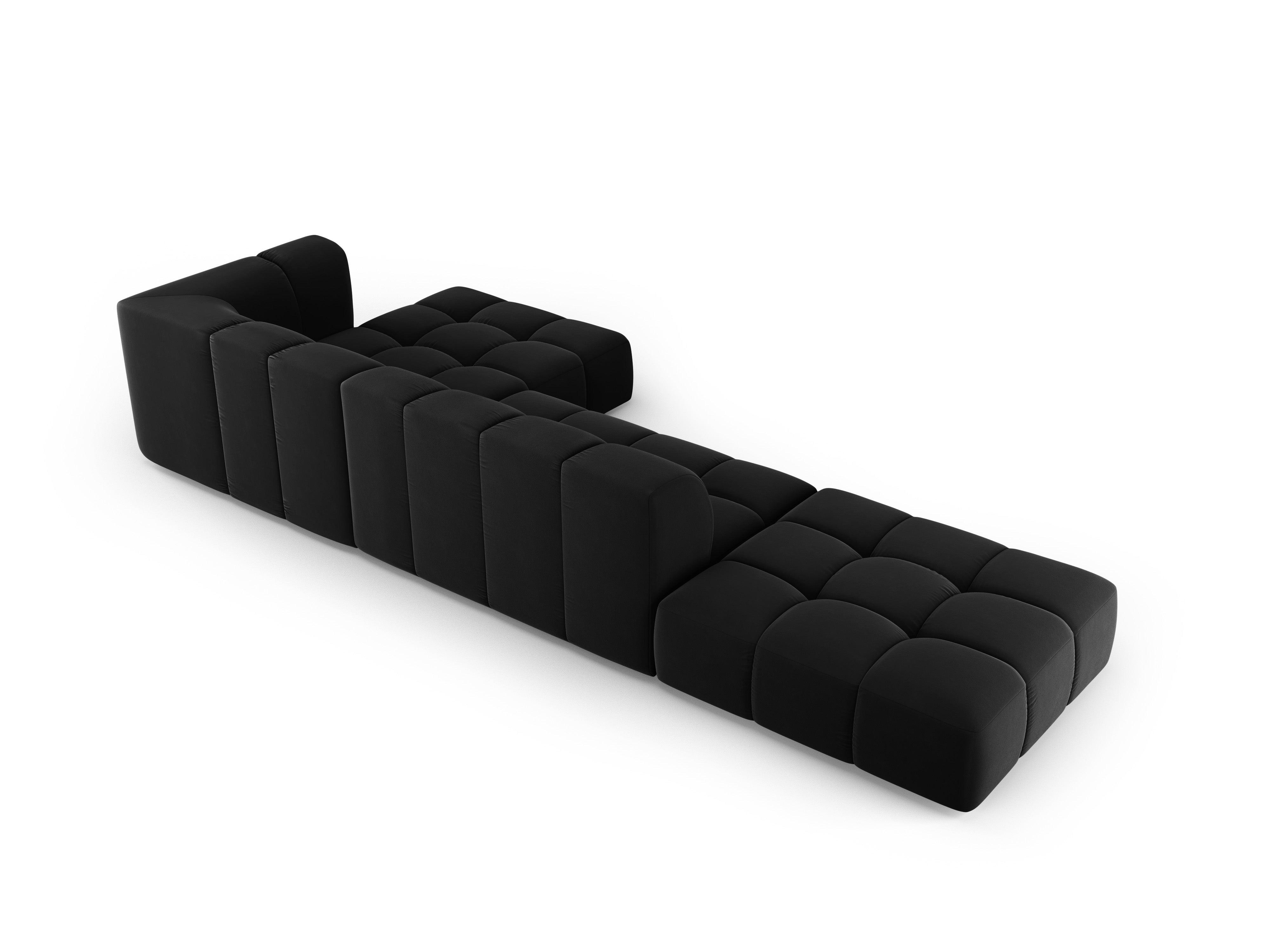 Narożnik aksamitny 5-osobowy prawostronny otwarty FRANCESCA czarny Milo Casa Eye on Design