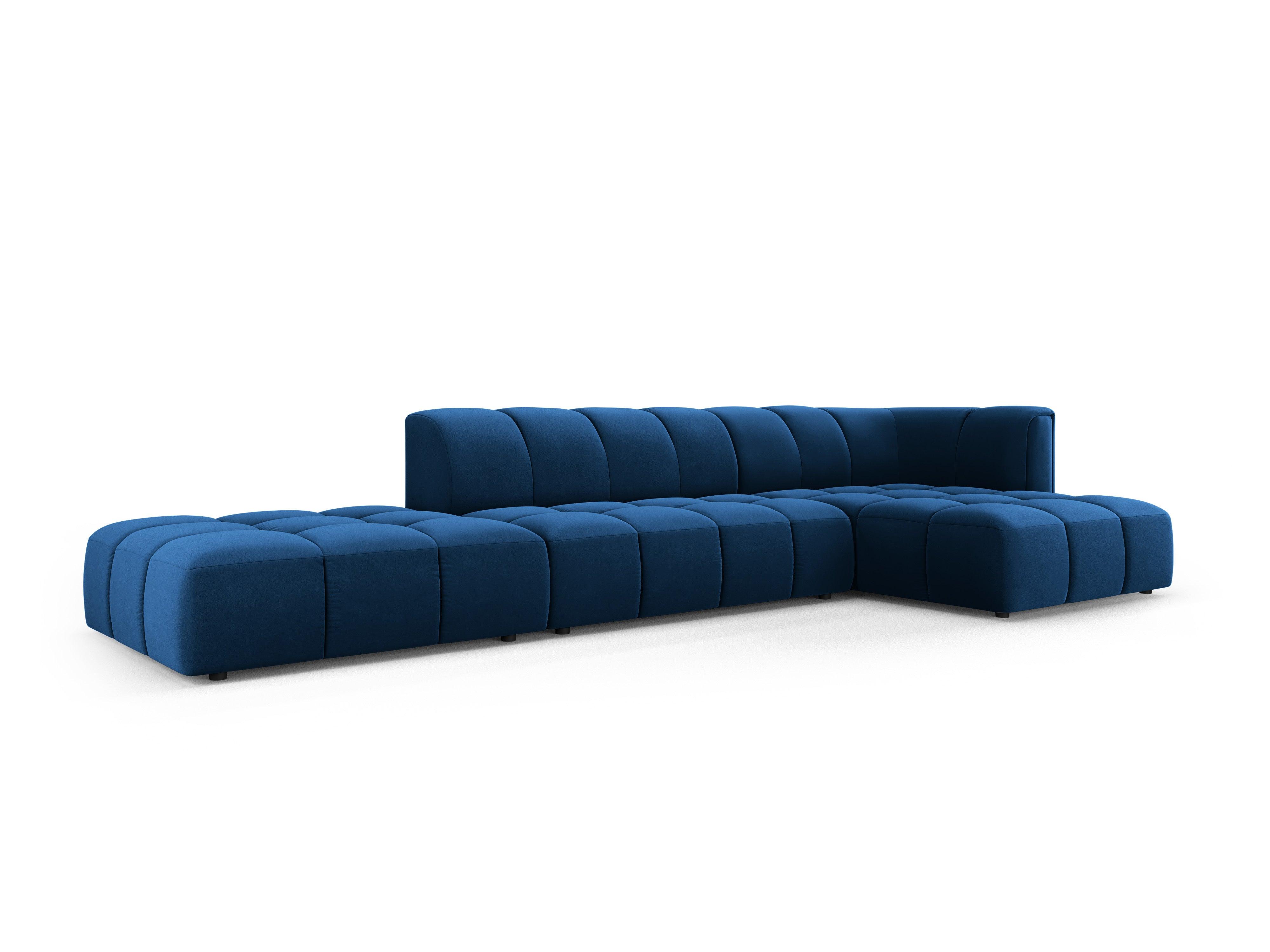 Narożnik aksamitny 5-osobowy prawostronny otwarty FRANCESCA granat królewski Milo Casa Eye on Design