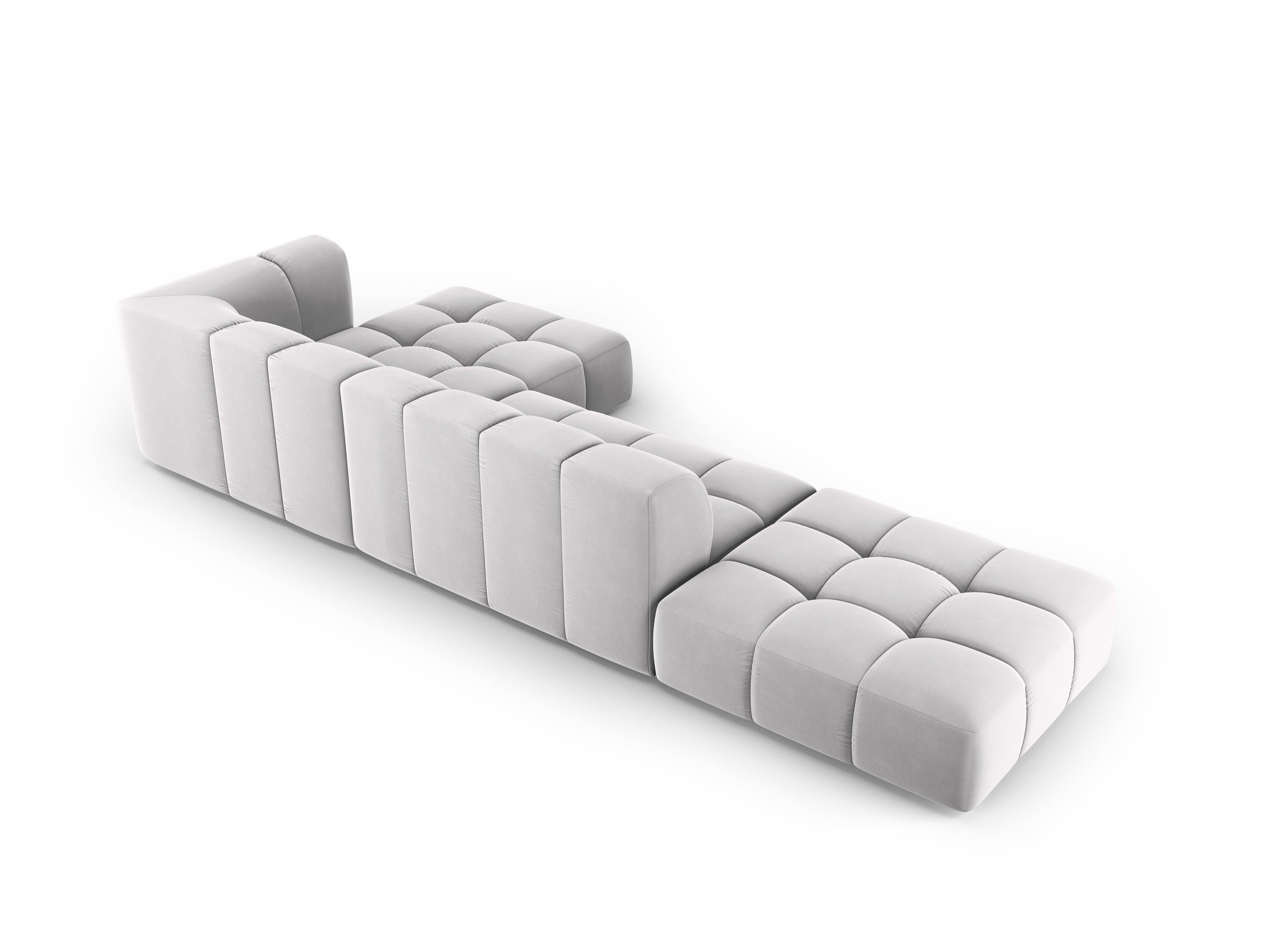 Narożnik aksamitny 5-osobowy prawostronny otwarty FRANCESCA srebrny Milo Casa Eye on Design