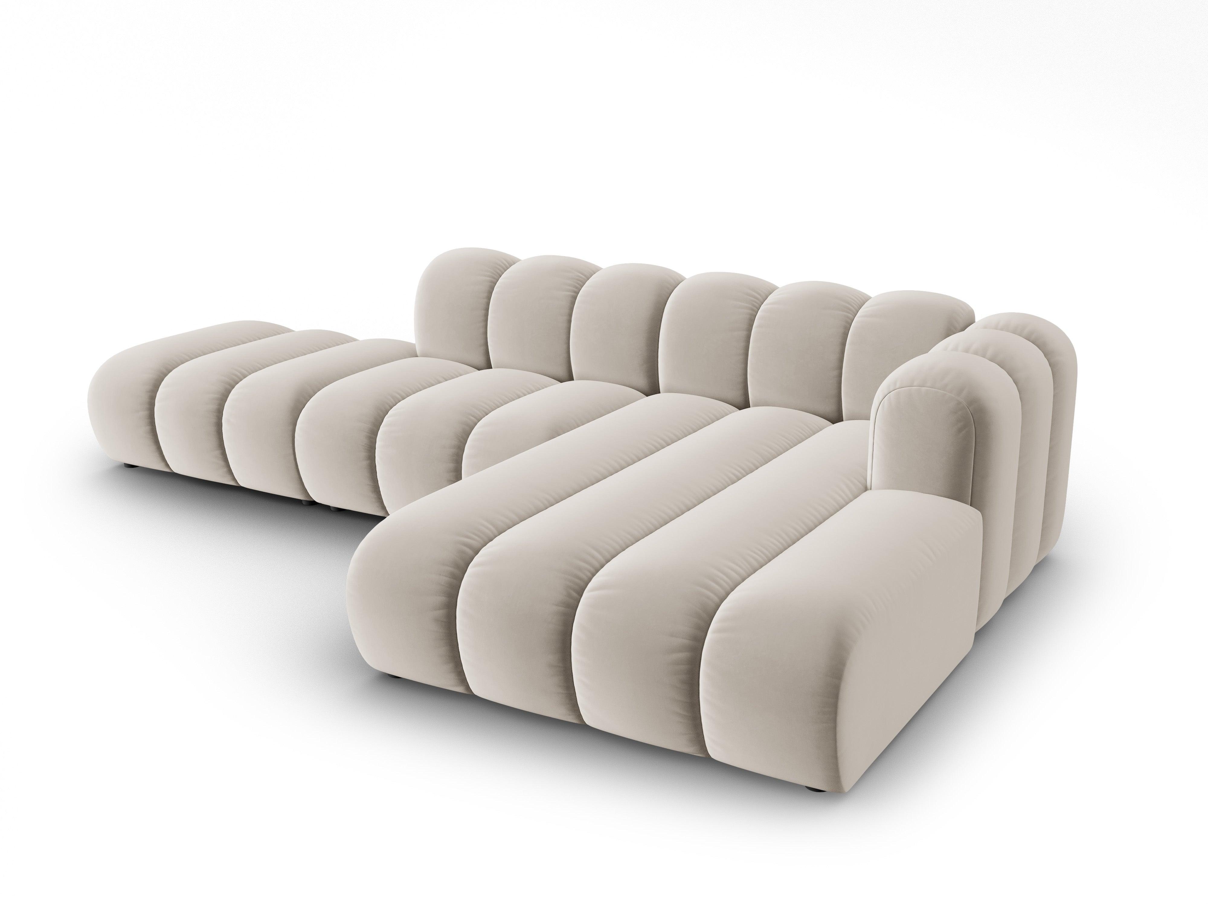 Narożnik aksamitny 5-osobowy prawostronny SKYLER beżowy Interieurs 86 Eye on Design