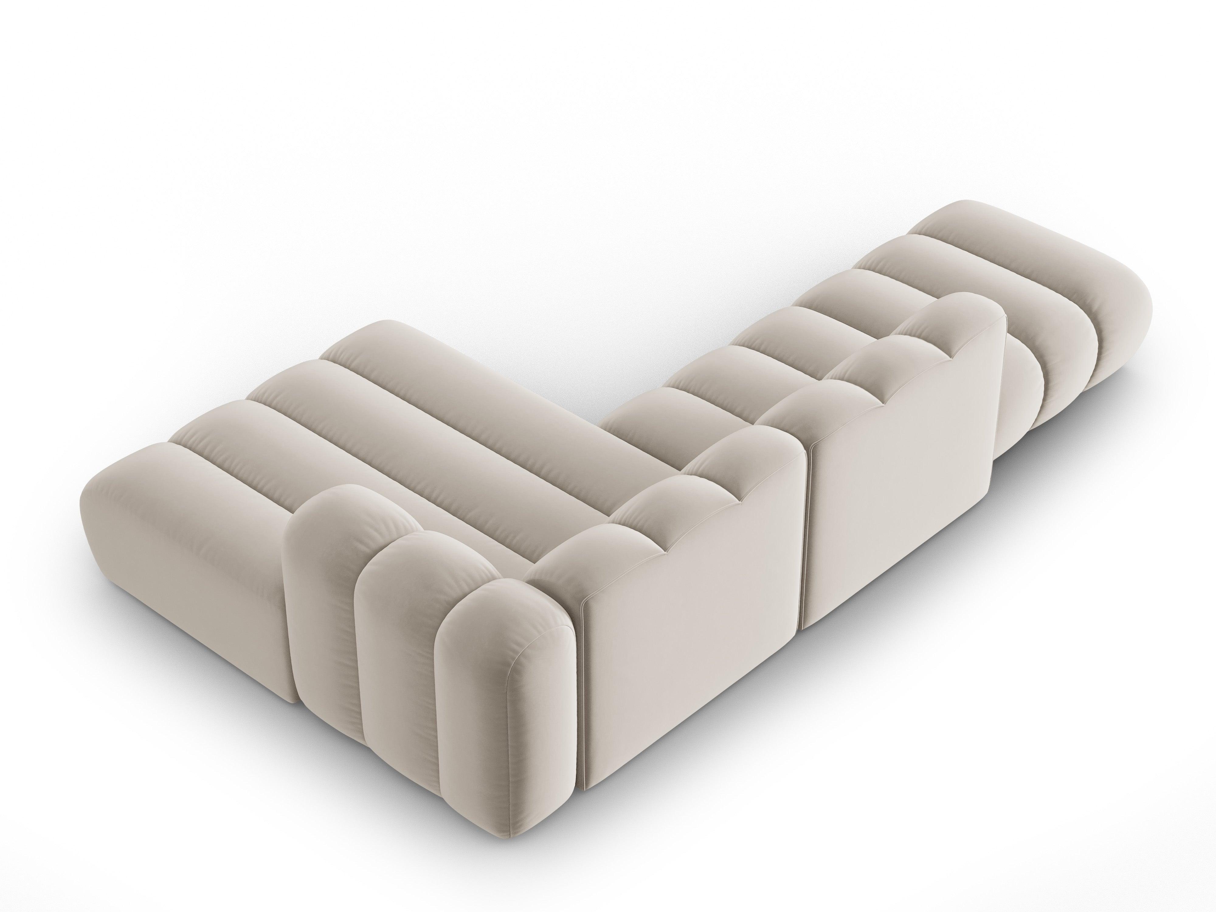 Narożnik aksamitny 5-osobowy prawostronny SKYLER beżowy Interieurs 86 Eye on Design