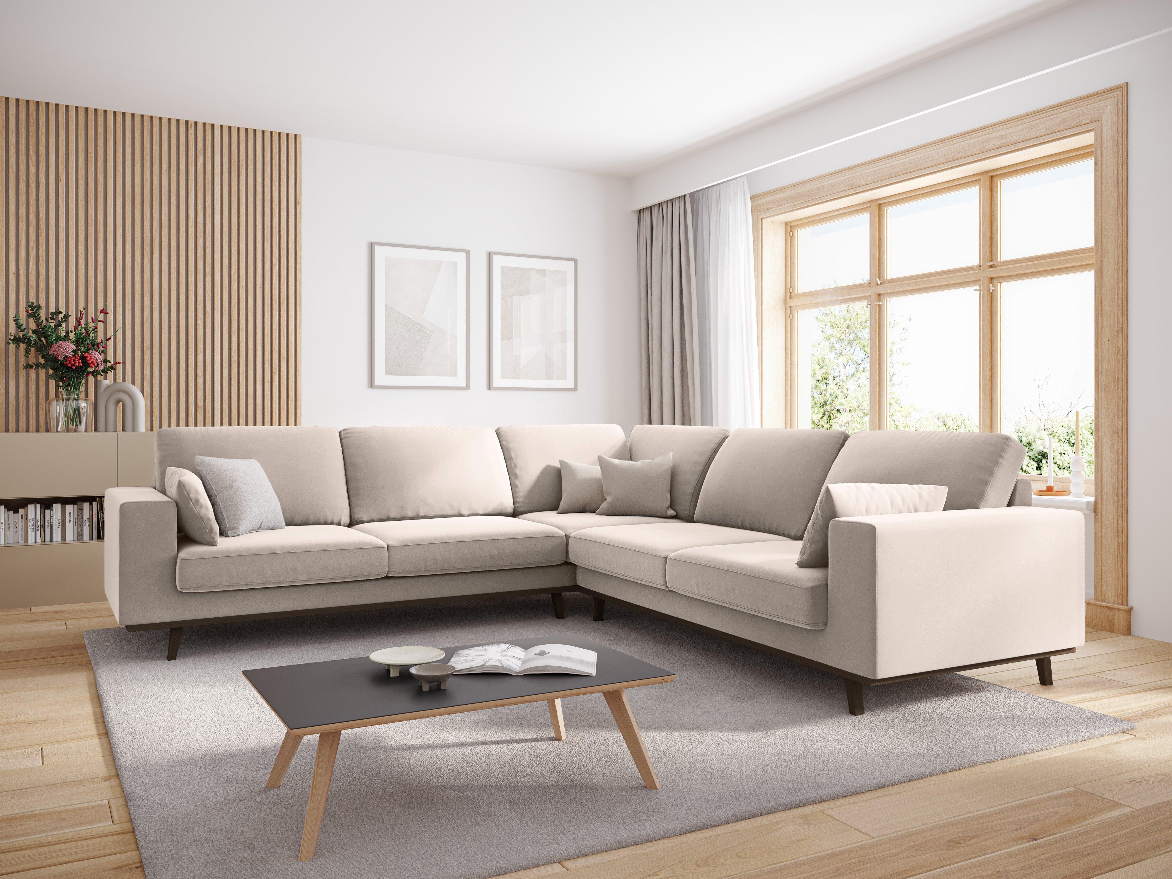 Narożnik aksamitny 5-osobowy symetryczny HEBE beżowy Mazzini Sofas Eye on Design