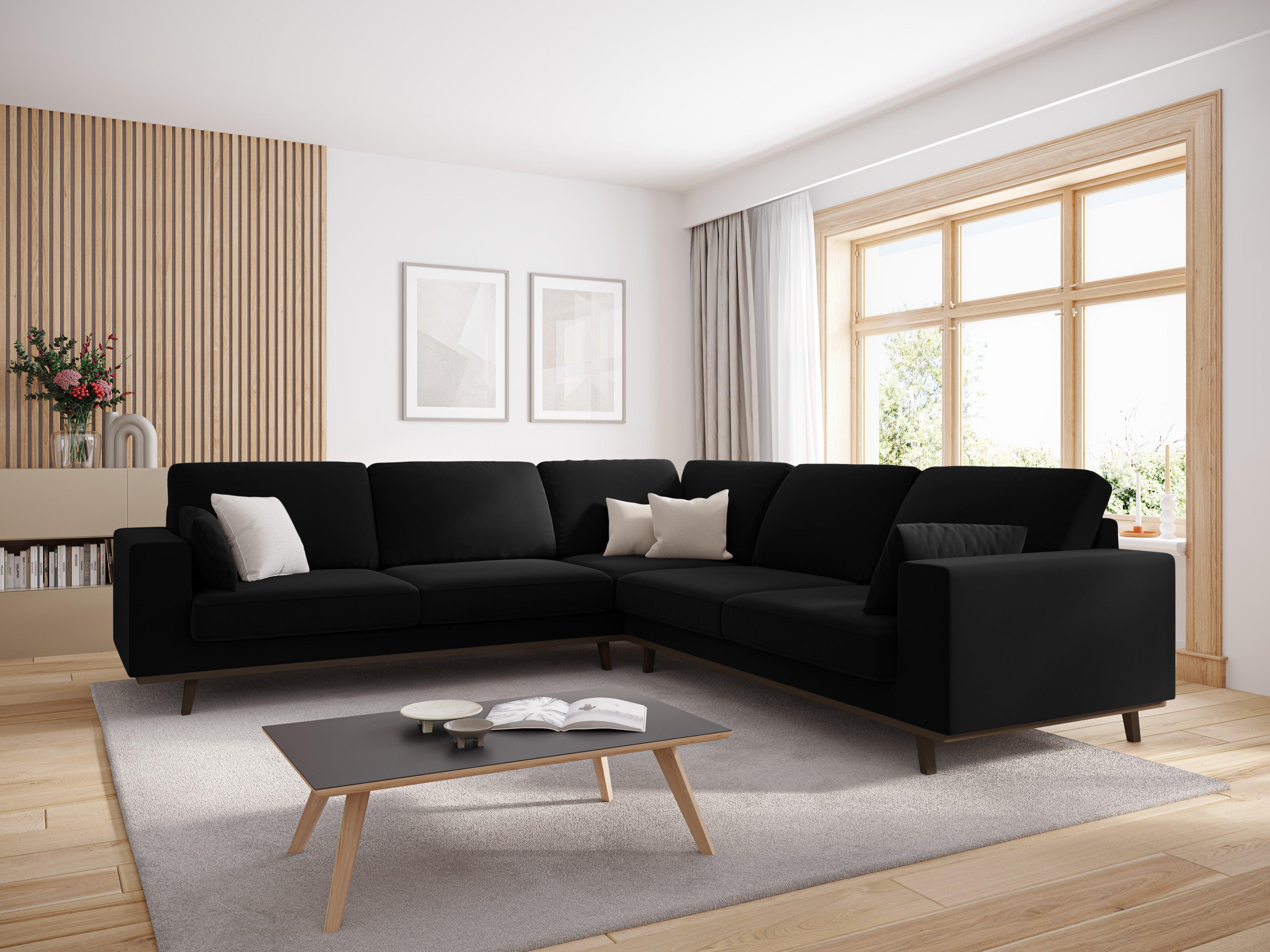 Narożnik aksamitny 5-osobowy symetryczny HEBE czarny Mazzini Sofas Eye on Design