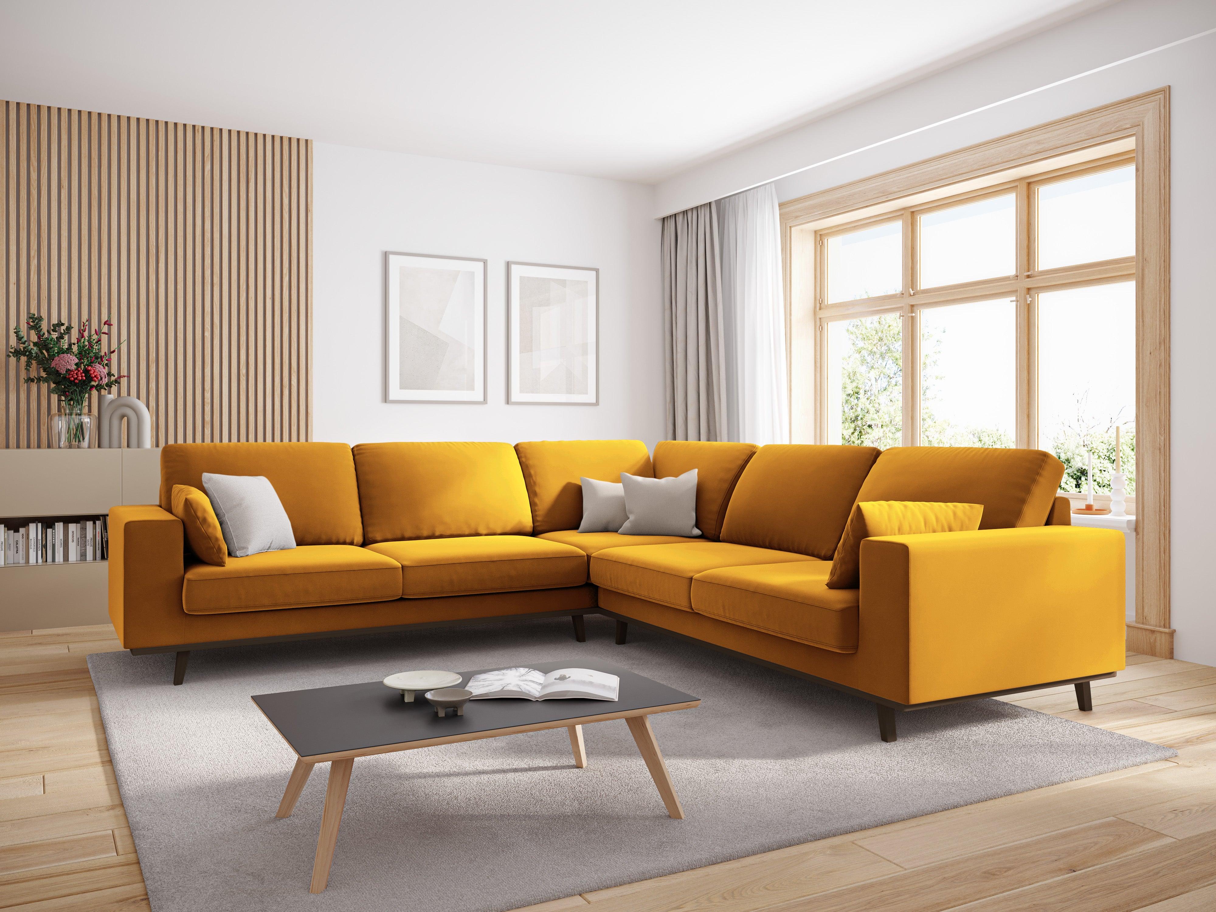 Narożnik aksamitny 5-osobowy symetryczny HEBE żółty Mazzini Sofas Eye on Design