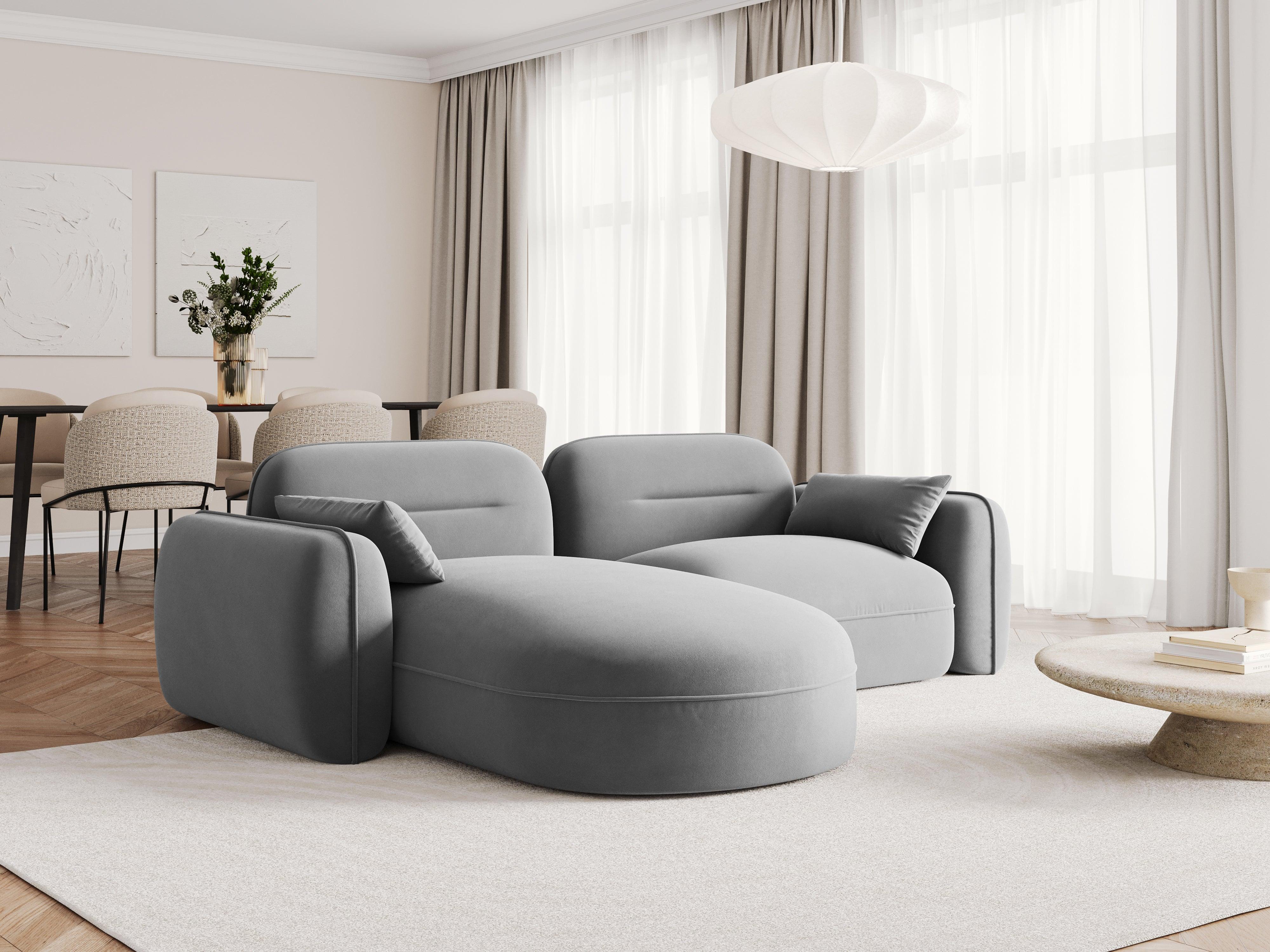 Narożnik modułowy aksamitny lewostronny 3-osobowy SYDNEY jasnoszary Cosmopolitan Design Eye on Design
