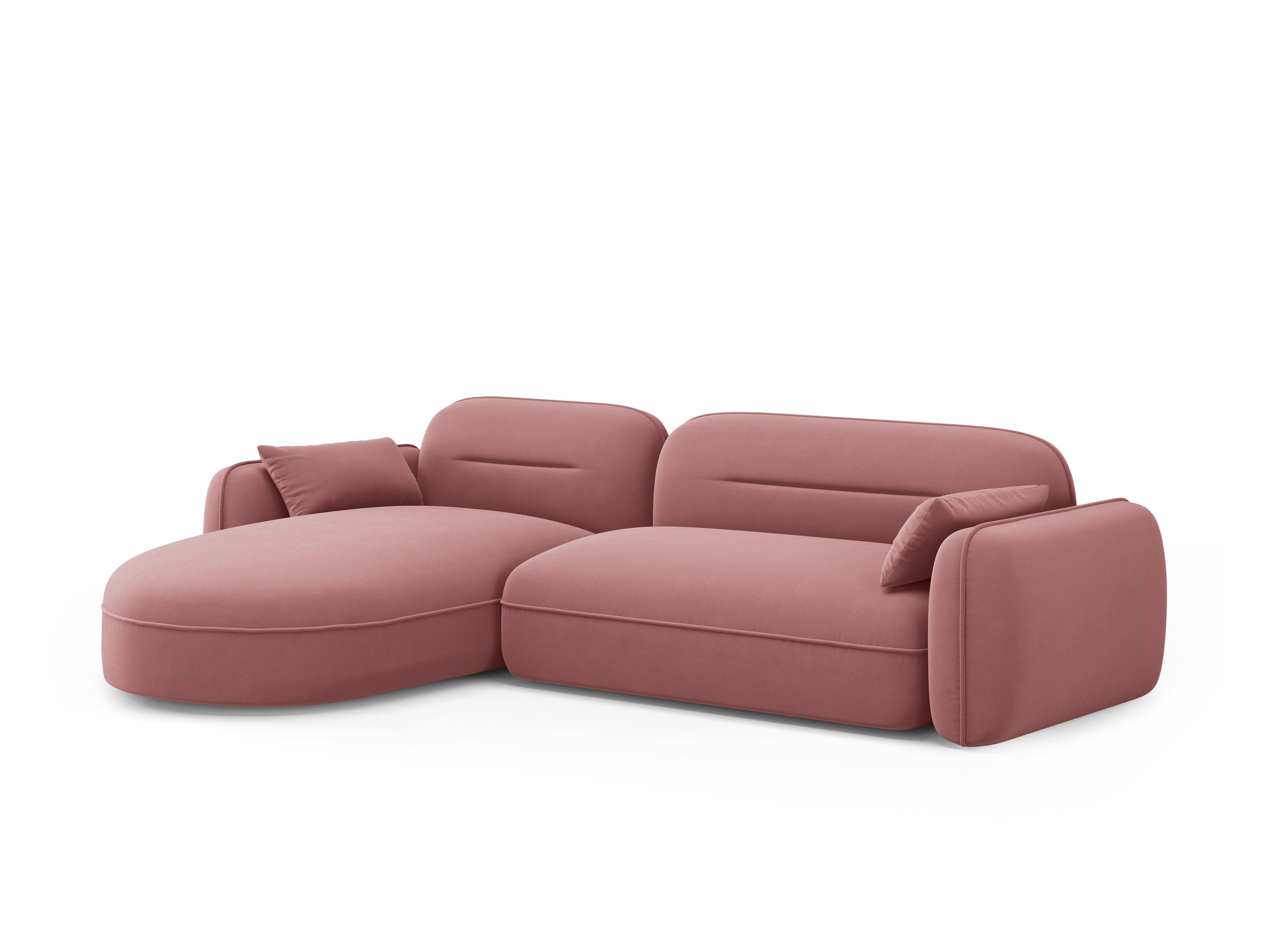 Narożnik aksamitny lewostronny 3,5-osobowy SYDNEY łososiowy – sofa narożna