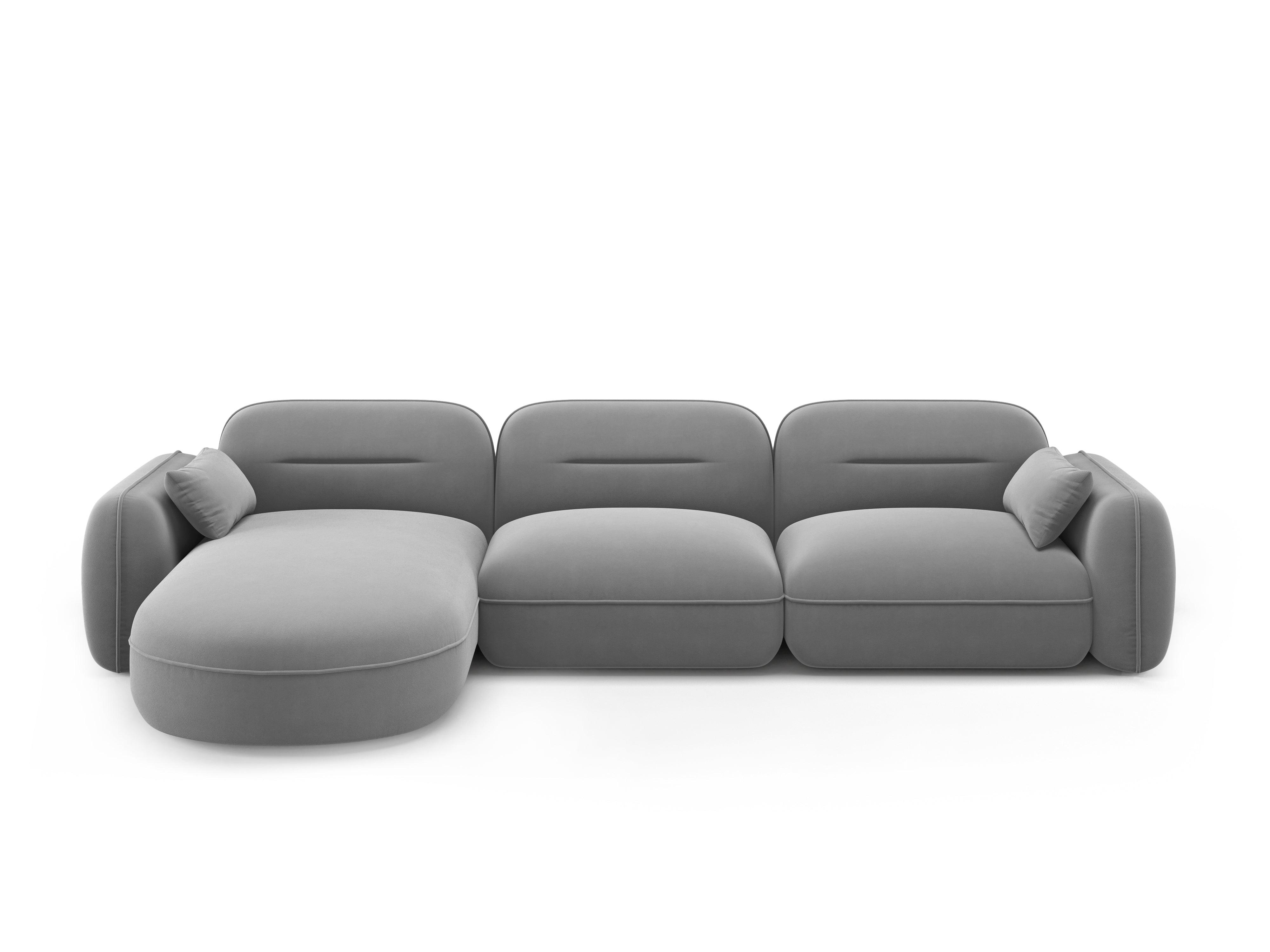 Narożnik modułowy aksamitny lewostronny 4-osobowy SYDNEY jasnoszary Cosmopolitan Design Eye on Design