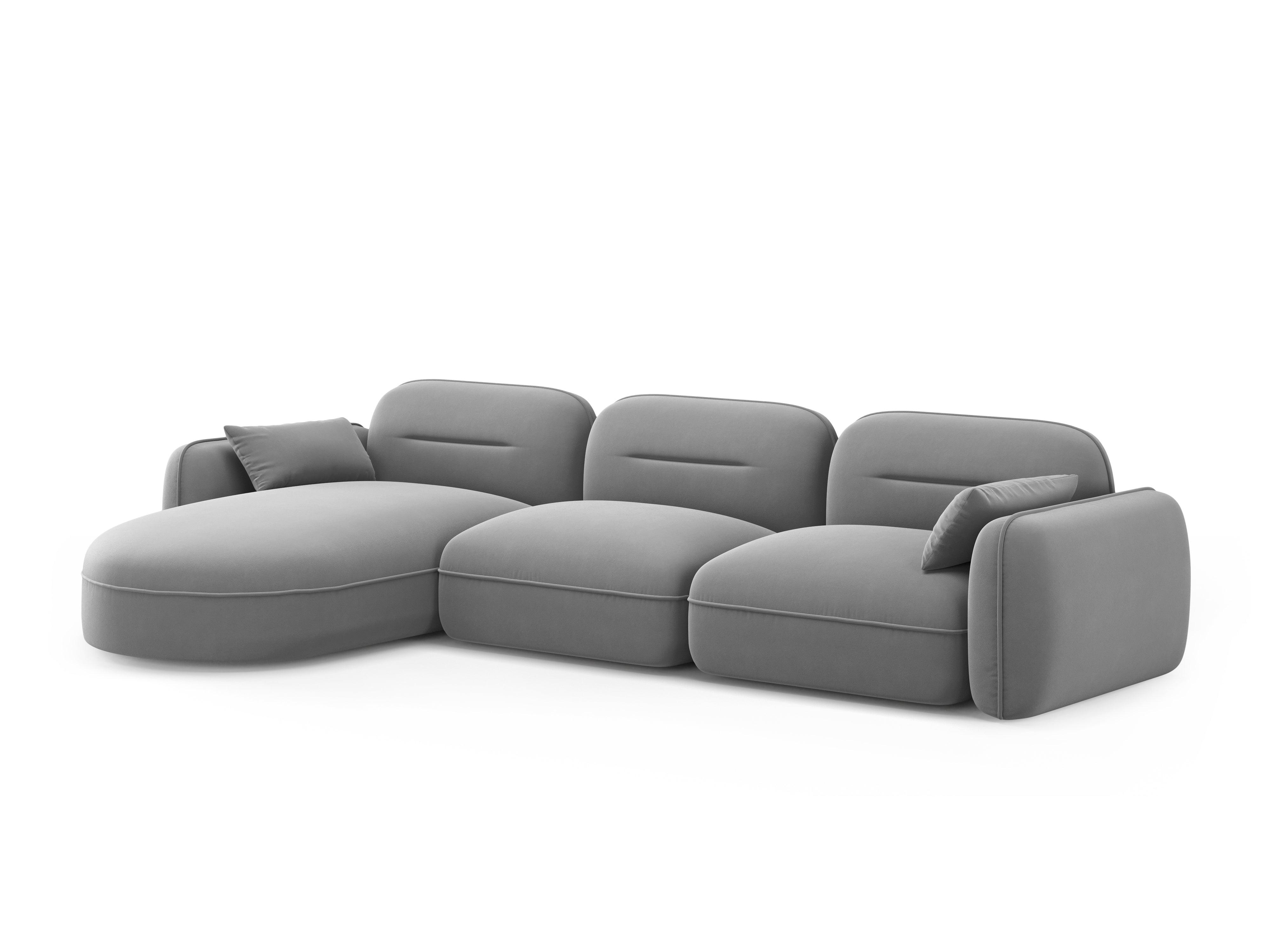 Narożnik modułowy aksamitny lewostronny 4-osobowy SYDNEY jasnoszary Cosmopolitan Design Eye on Design