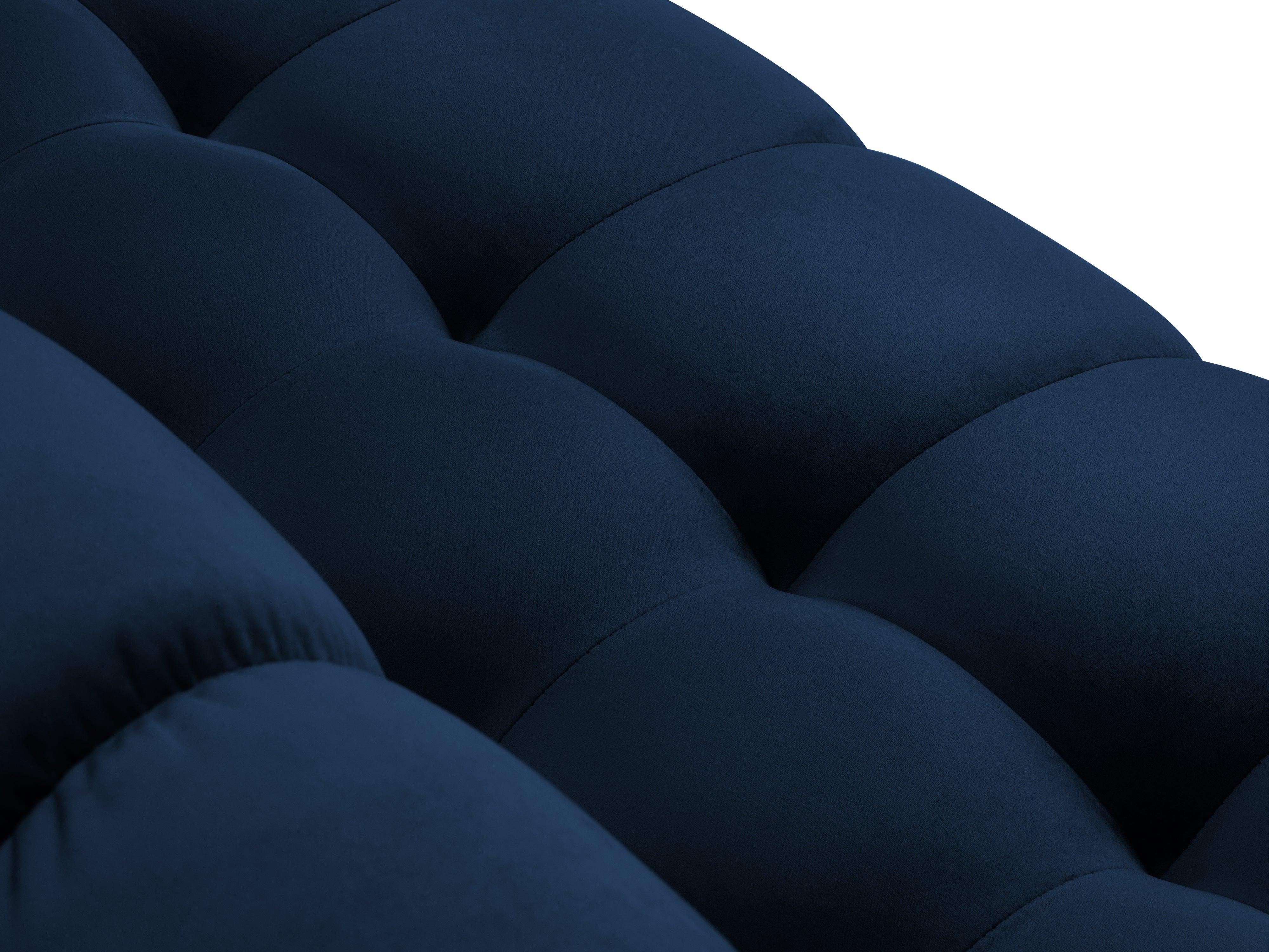Narożnik aksamitny lewostronny BALI granat królewski z czarną podstawą Cosmopolitan Design Eye on Design