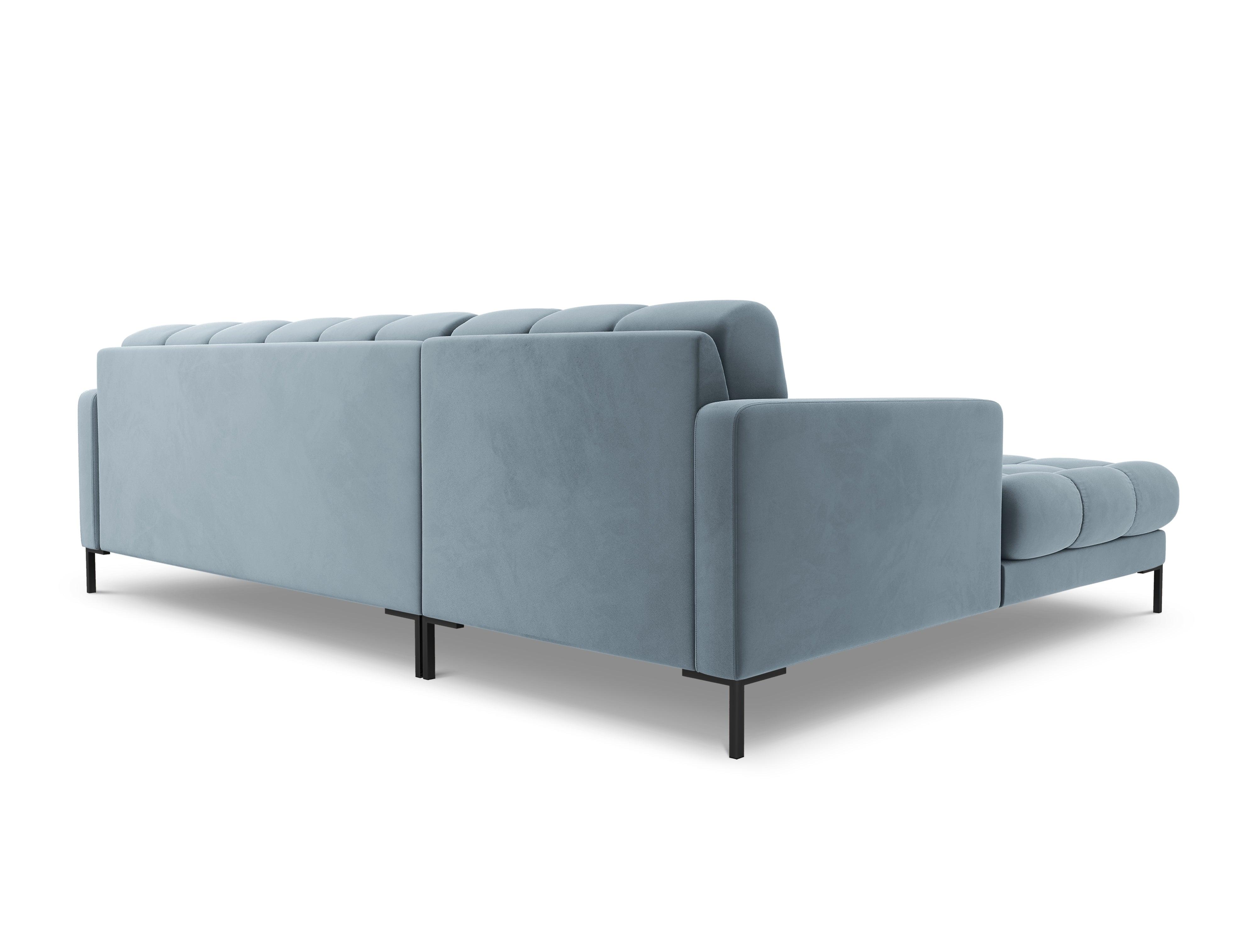 Narożnik aksamitny lewostronny BALI jasnoniebieski z czarną podstawą Cosmopolitan Design Eye on Design
