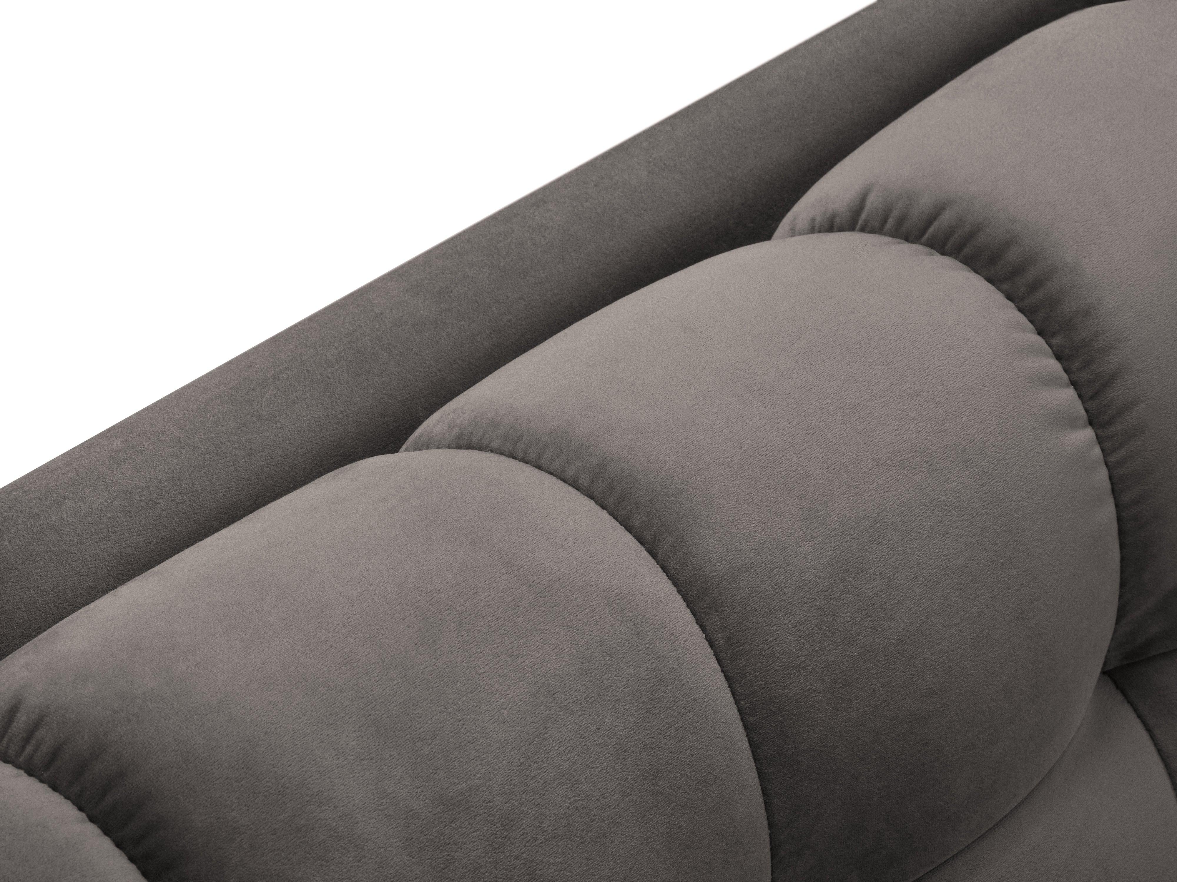 Narożnik aksamitny lewostronny BALI jasnoszary ze złotą podstawą Cosmopolitan Design Eye on Design