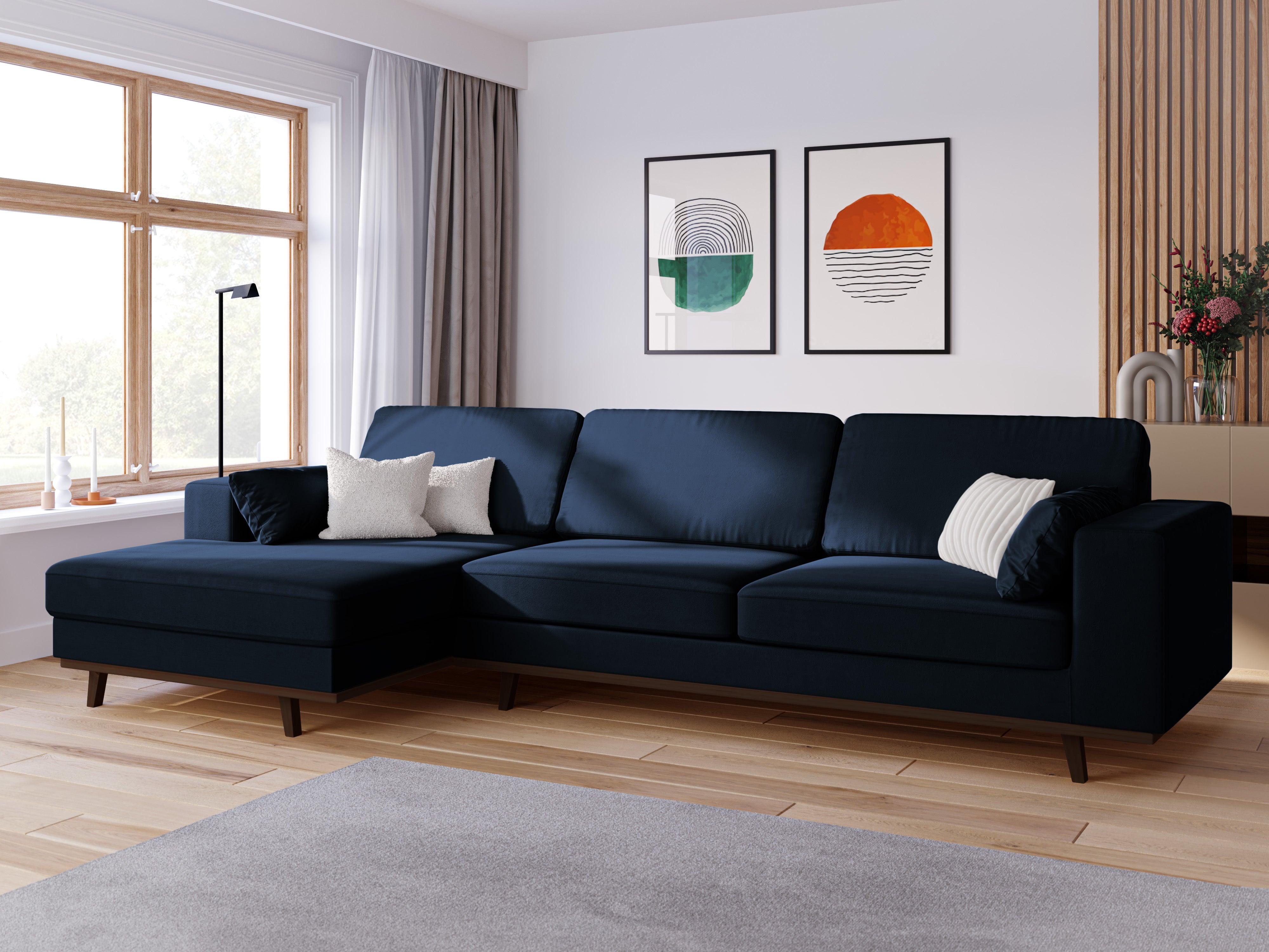 Narożnik aksamitny lewostronny HEBE granat królewski Mazzini Sofas Eye on Design