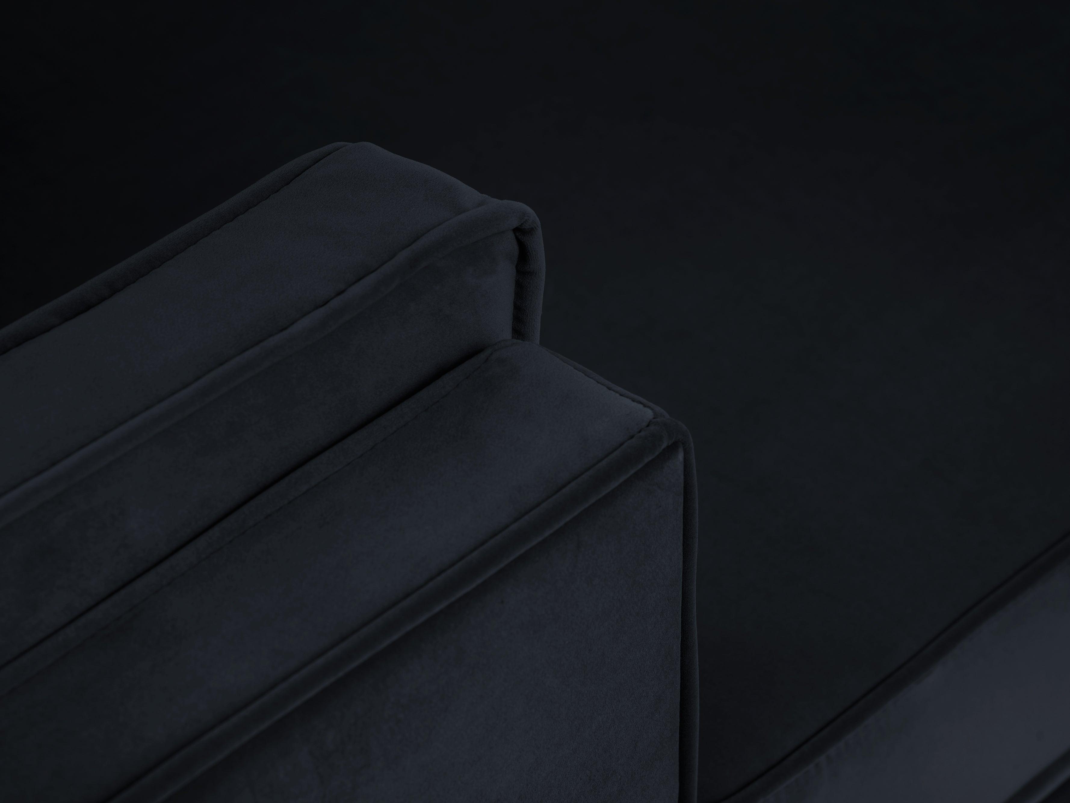 Narożnik aksamitny lewostronny LUIS ciemnoniebieski z czarną podstawą Milo Casa Eye on Design