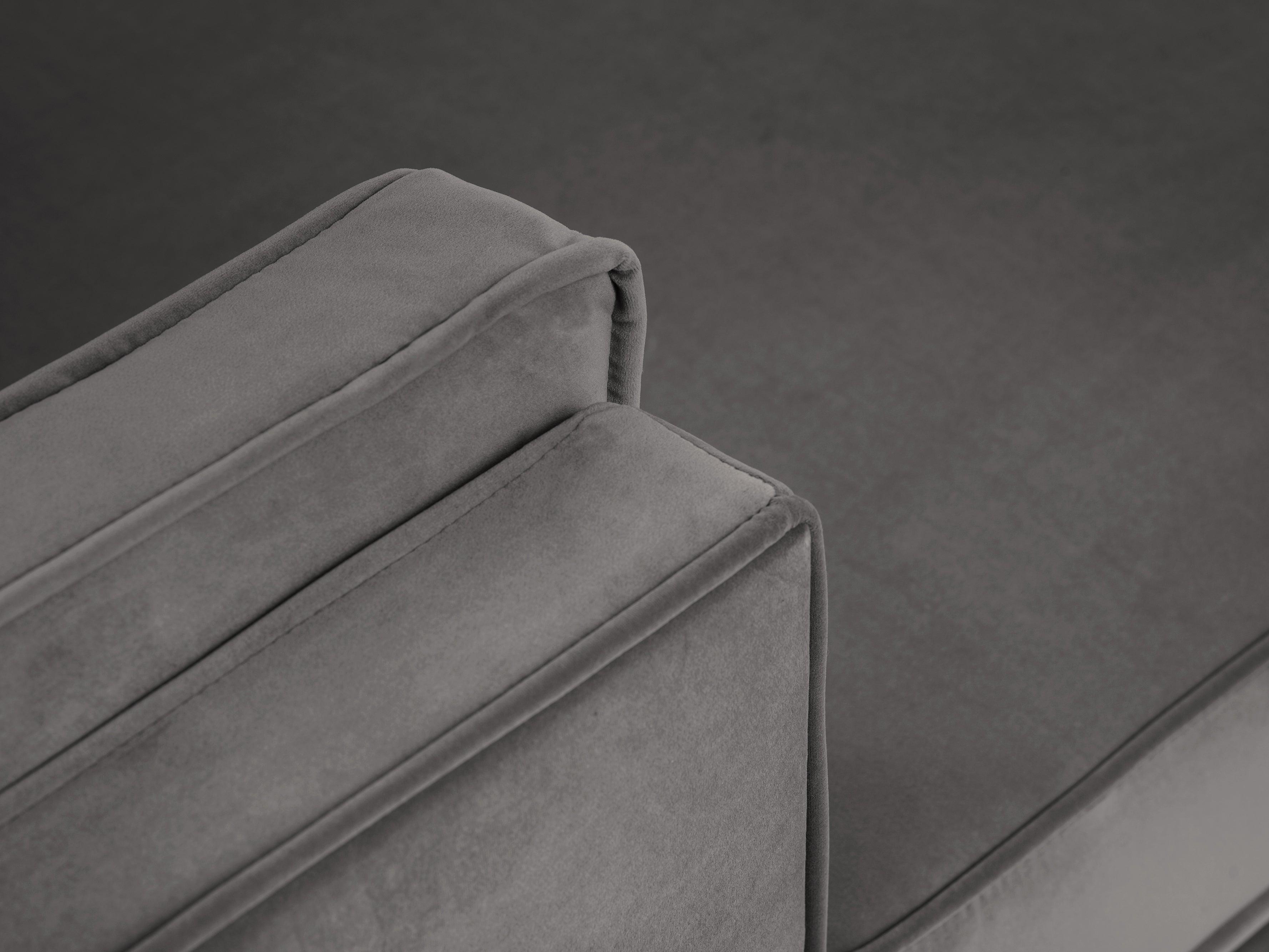 Narożnik aksamitny lewostronny LUIS jasnoszary z czarną podstawą Milo Casa Eye on Design