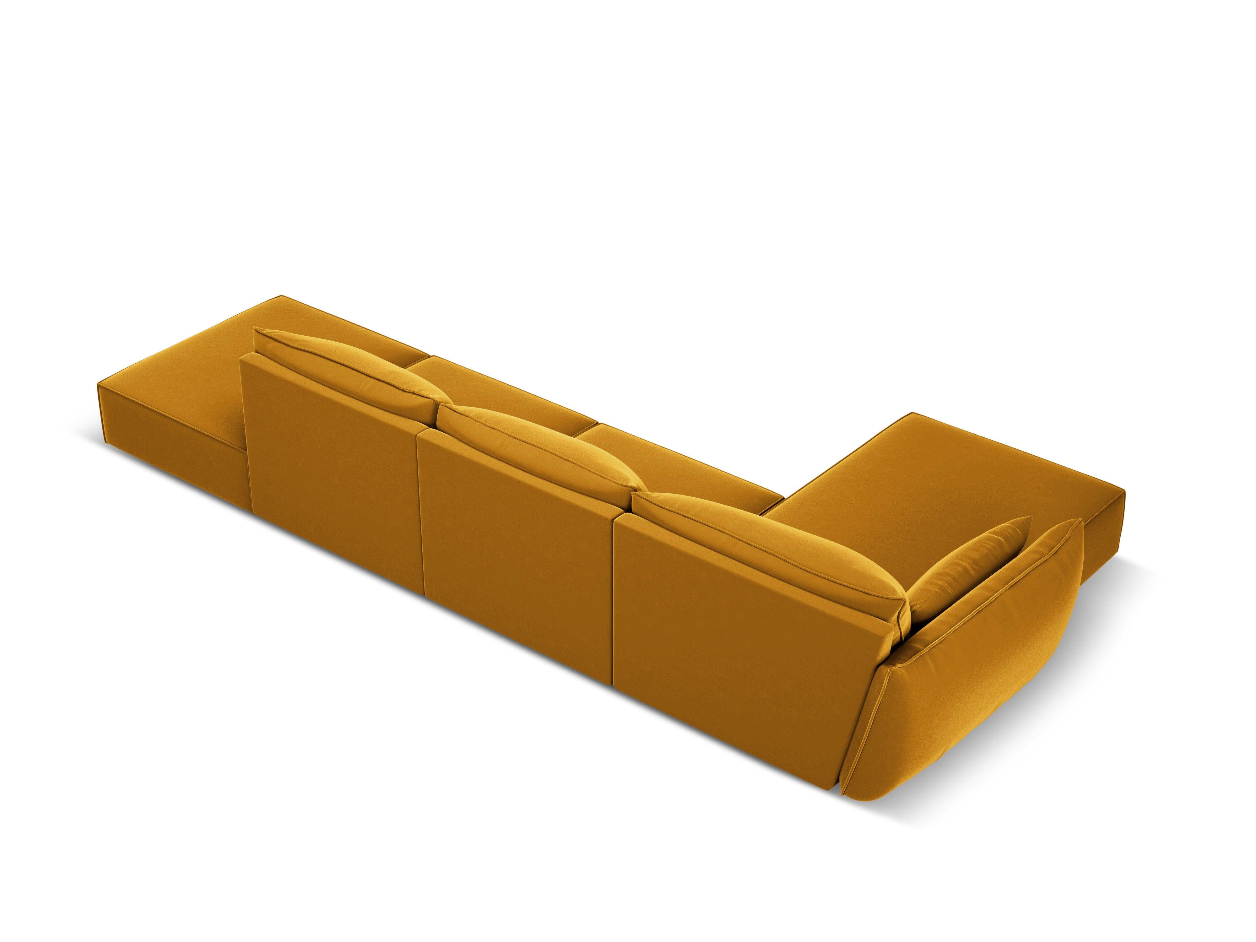 Narożnik aksamitny lewostronny otwarty VANDA musztardowy Mazzini Sofas Eye on Design