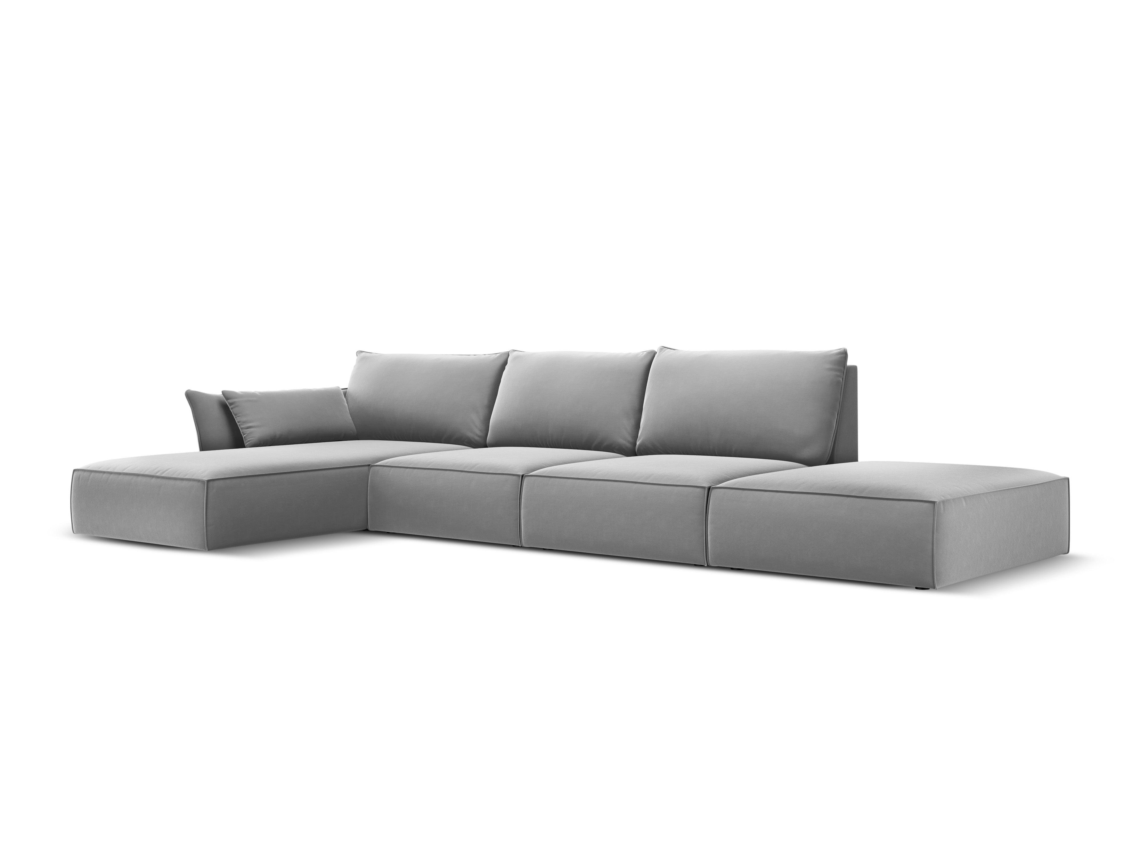 Narożnik aksamitny lewostronny otwarty VANDA szary Mazzini Sofas Eye on Design