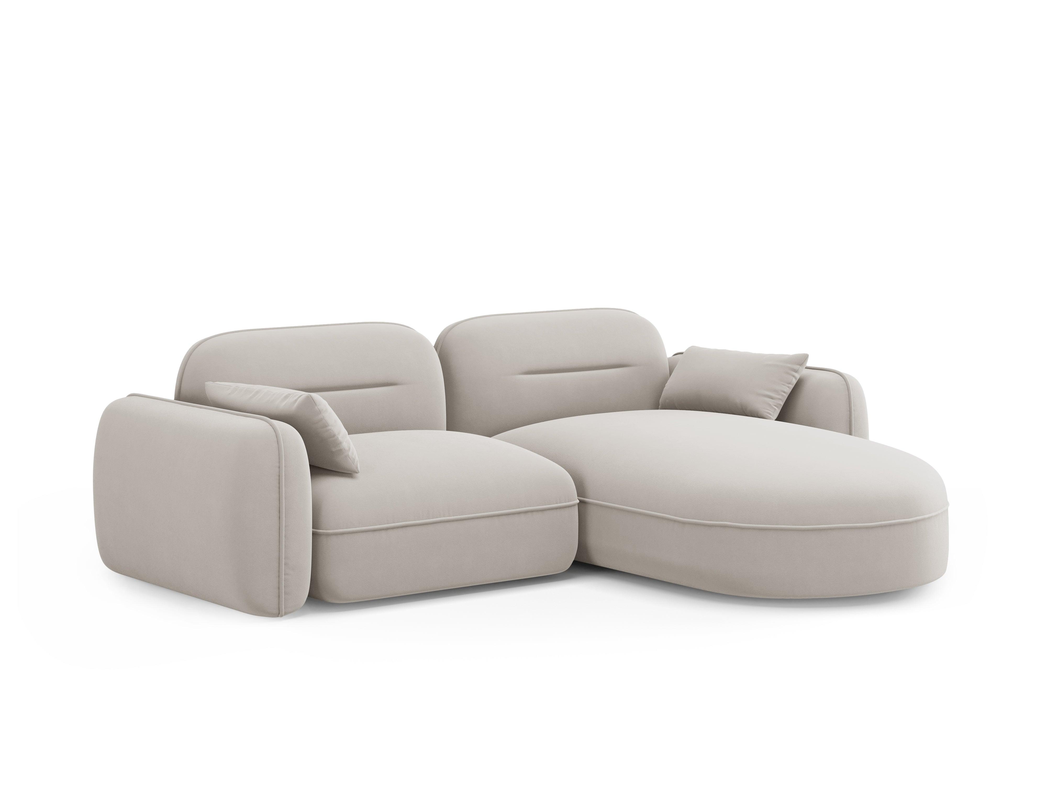 Narożnik modułowy aksamitny prawostronny 3-osobowy SYDNEY kość słoniowa Cosmopolitan Design Eye on Design