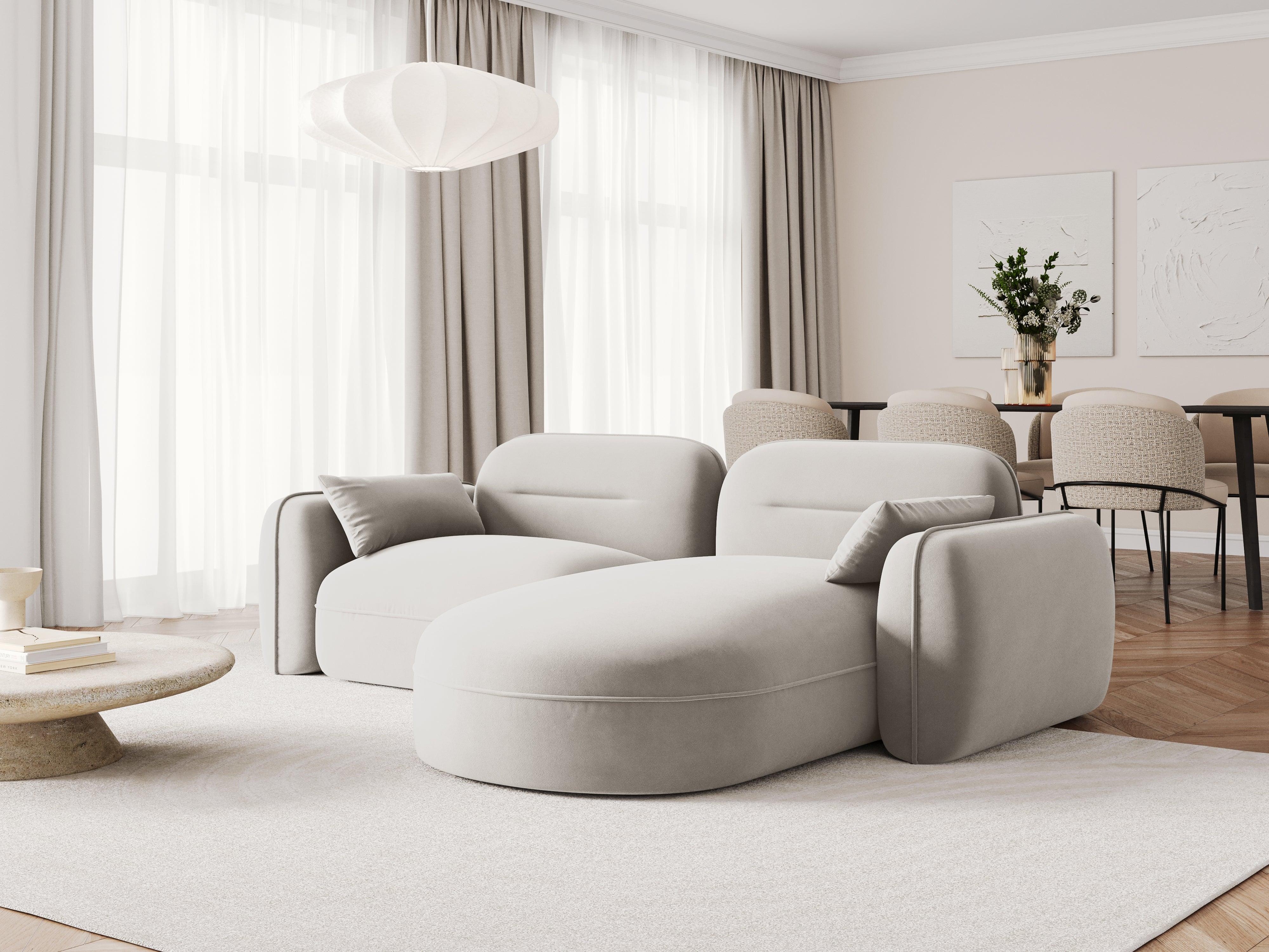 Narożnik modułowy aksamitny prawostronny 3-osobowy SYDNEY kość słoniowa Cosmopolitan Design Eye on Design