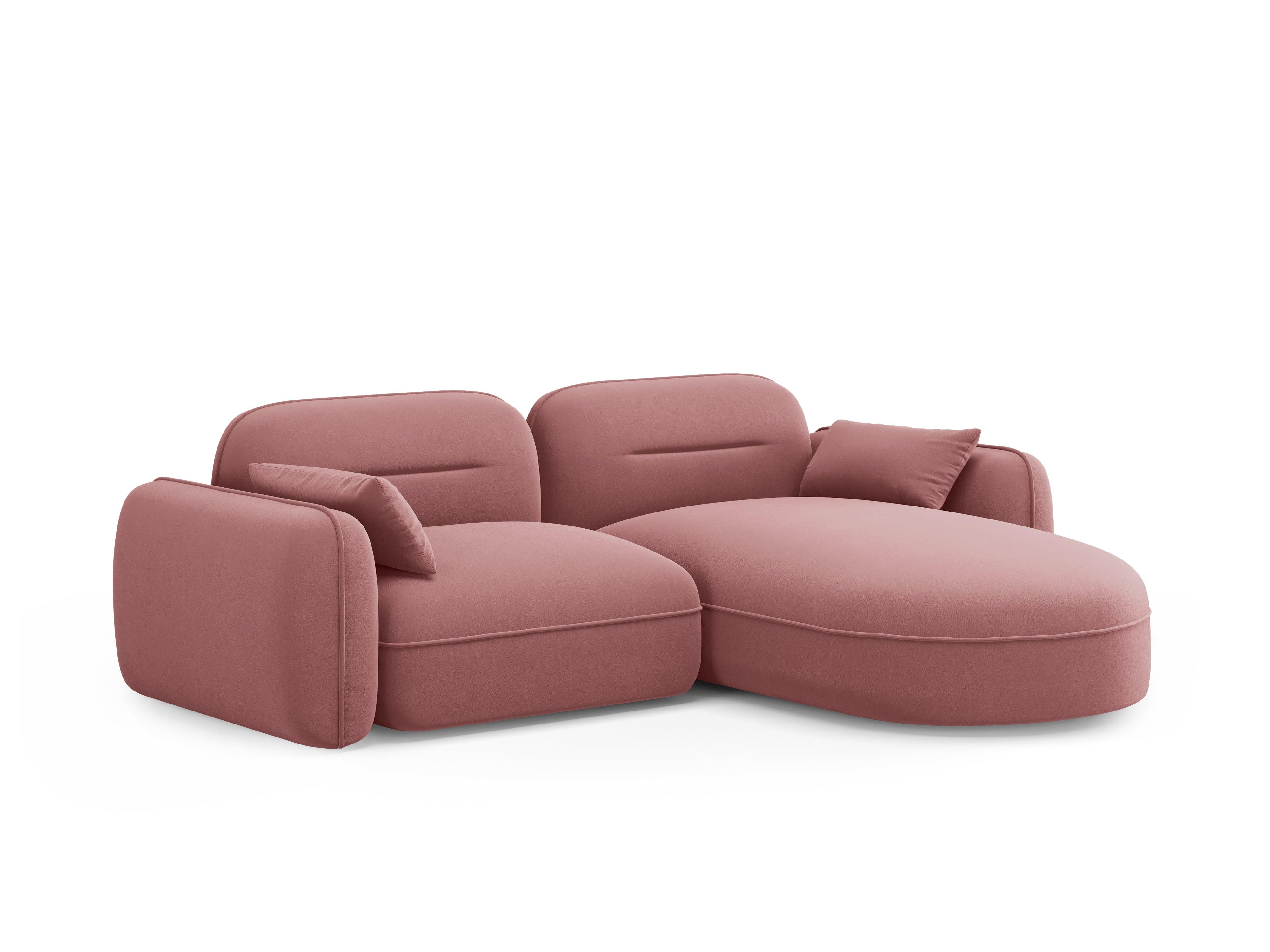 Narożnik aksamitny prawostronny 3-osobowy SYDNEY łososiowy – Cosmopolitan Design