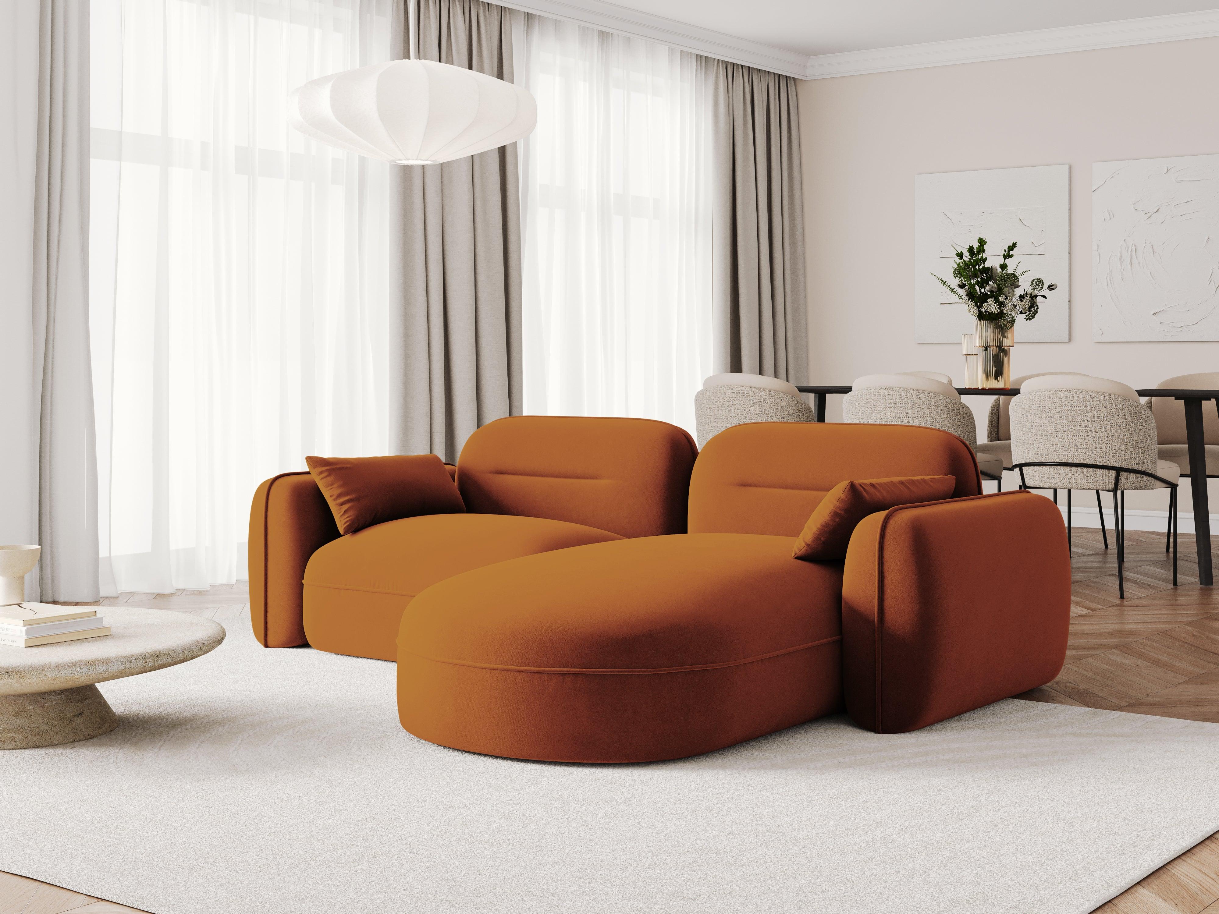 Narożnik modułowy aksamitny prawostronny 3-osobowy SYDNEY terracotta Cosmopolitan Design Eye on Design