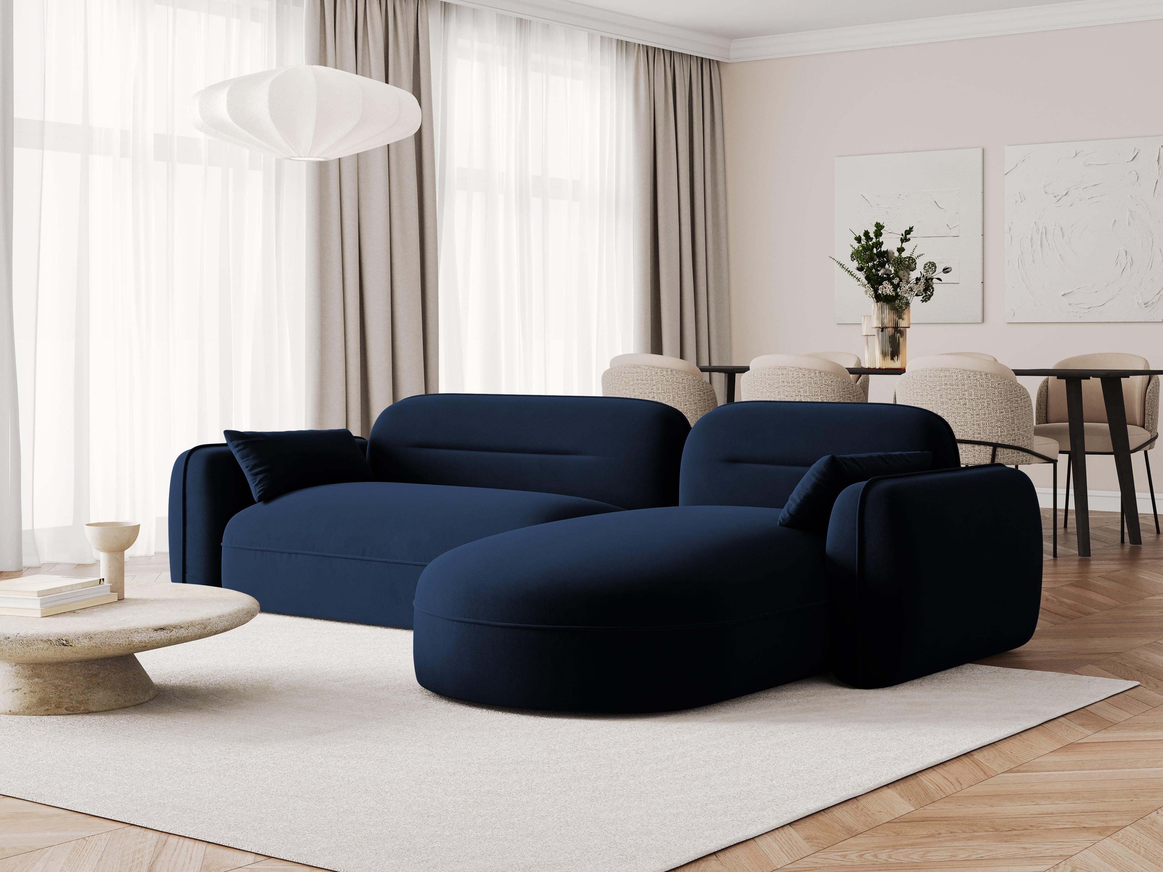 Narożnik modułowy aksamitny prawostronny 3,5-osobowy SYDNEY granat królewski Cosmopolitan Design Eye on Design