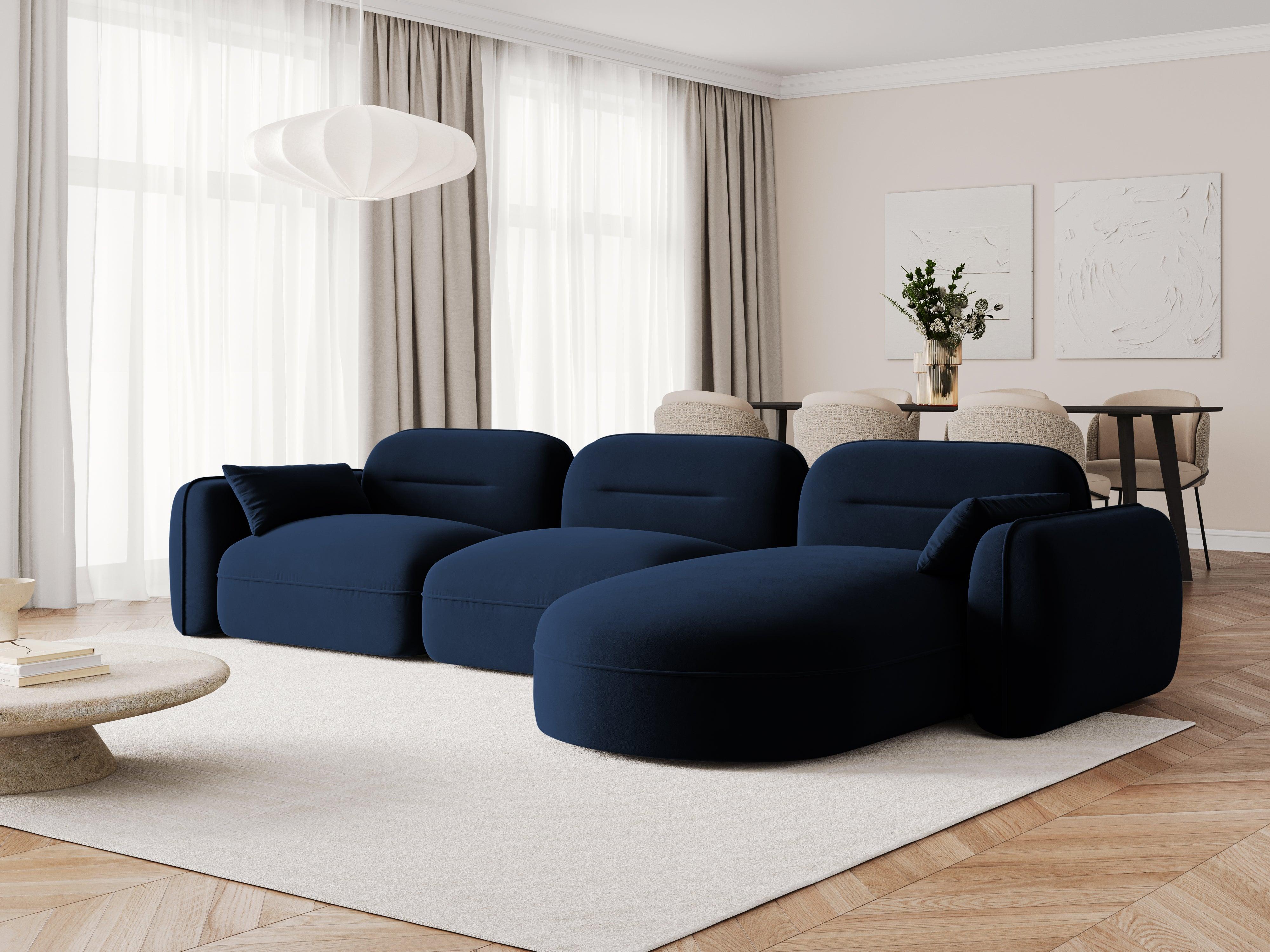 Narożnik modułowy aksamitny prawostronny 4-osobowy SYDNEY granat królewski Cosmopolitan Design Eye on Design