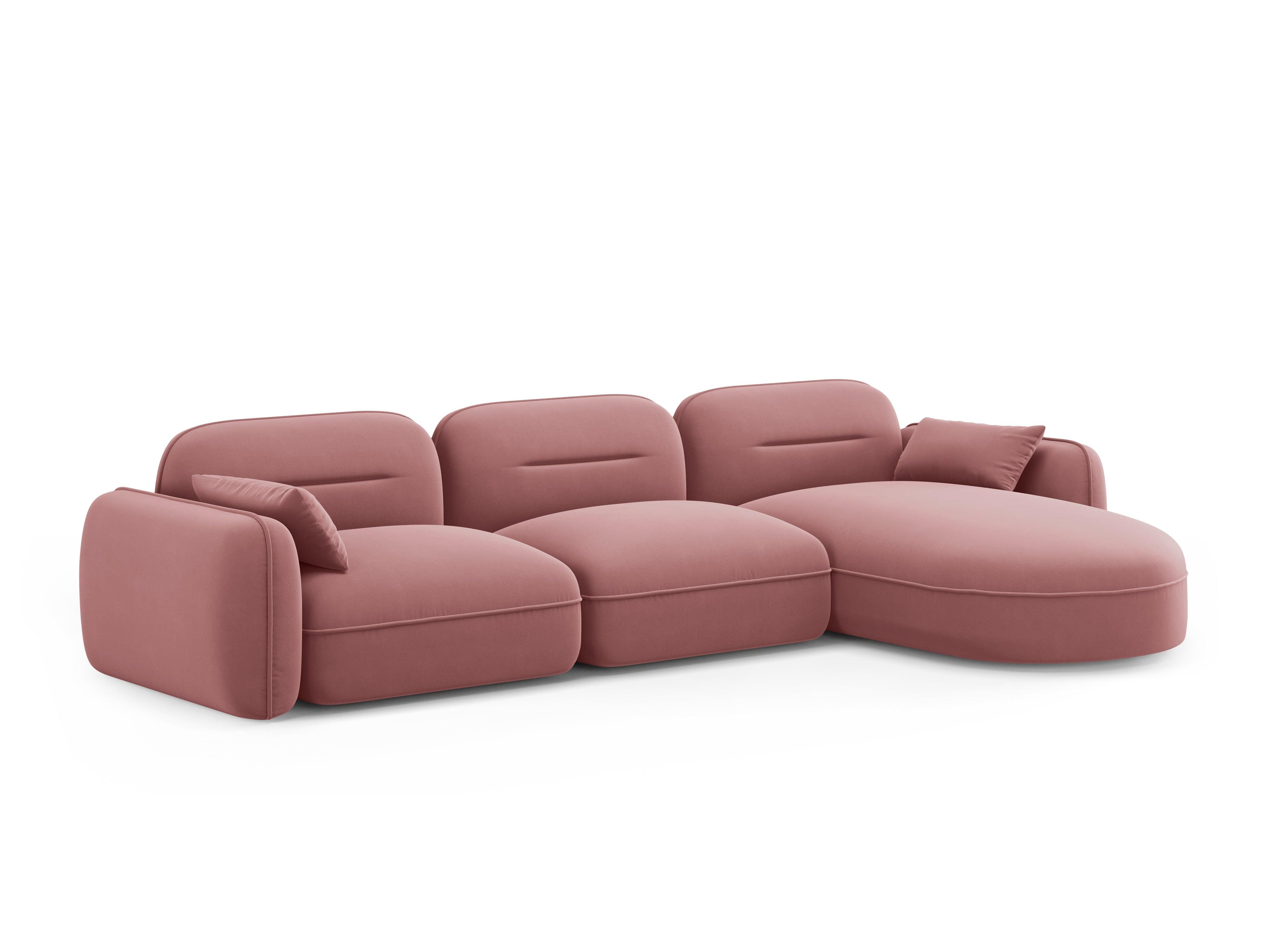 Narożnik aksamitny prawostronny 4-osobowy SYDNEY łososiowy – Cosmopolitan Design