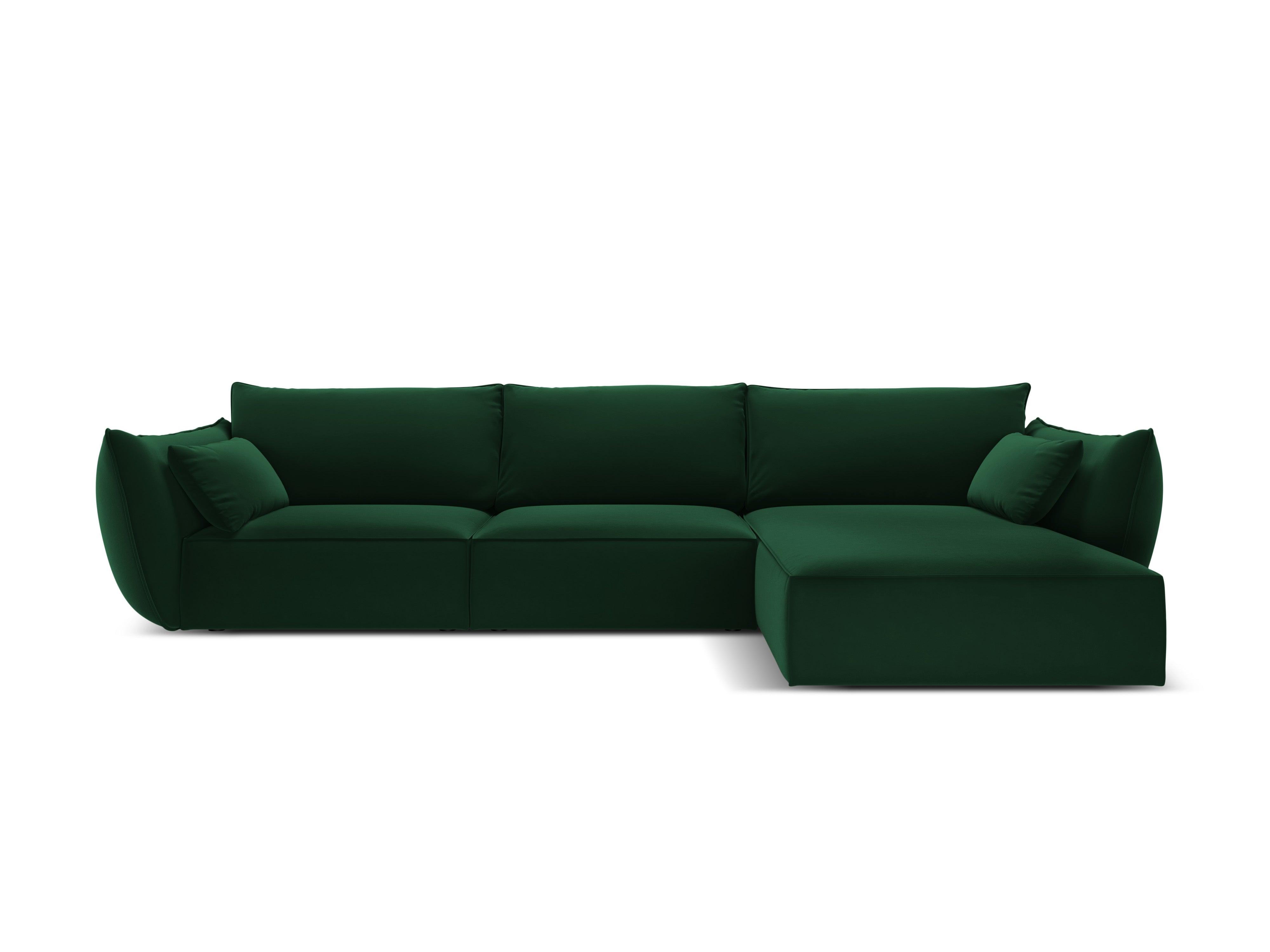 Narożnik aksamitny prawostronny 4-osobowy VANDA butelkowa zieleń Mazzini Sofas Eye on Design