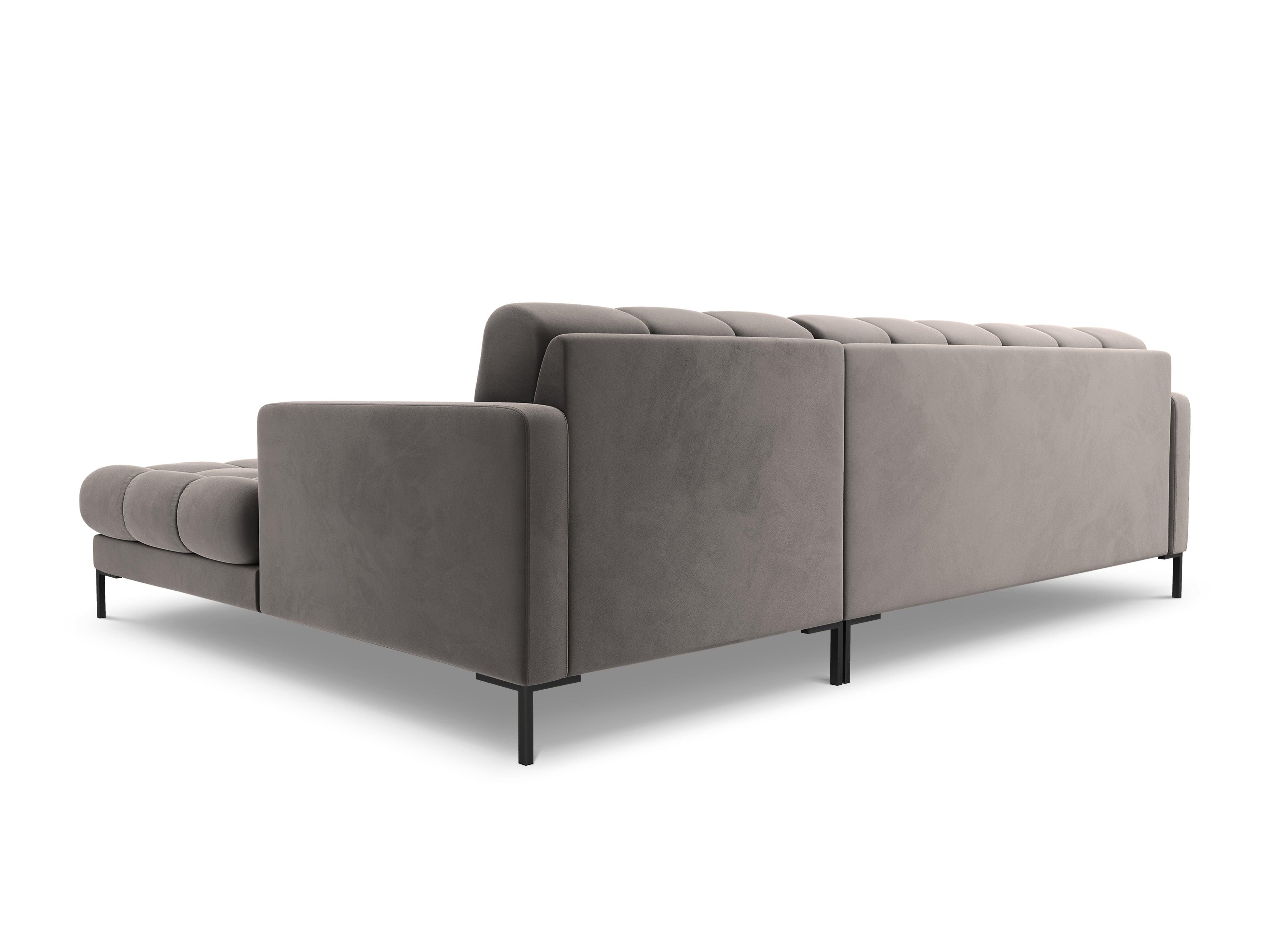 Narożnik aksamitny prawostronny BALI jasnoszary z czarną podstawą Cosmopolitan Design Eye on Design