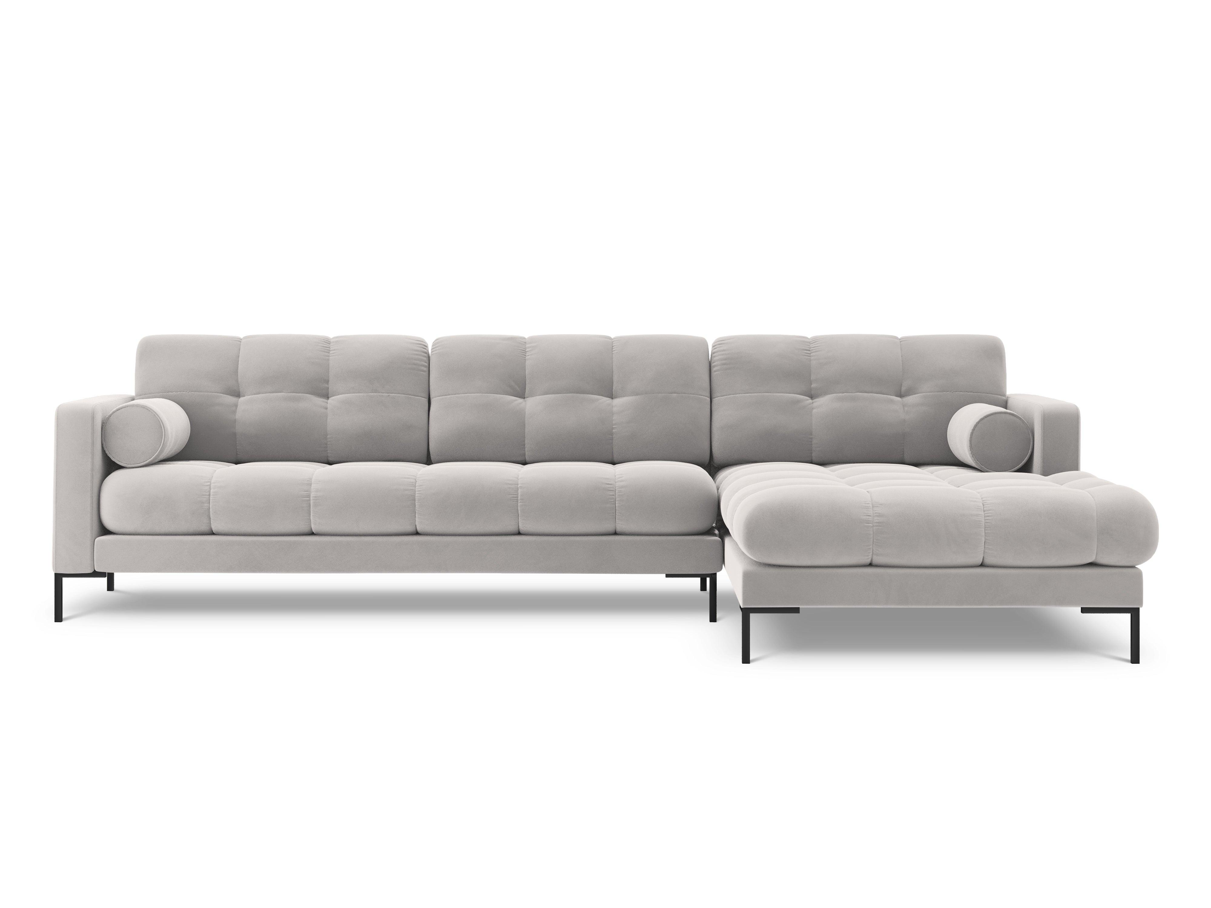 Narożnik aksamitny prawostronny BALI srebrny z czarną podstawą Cosmopolitan Design Eye on Design